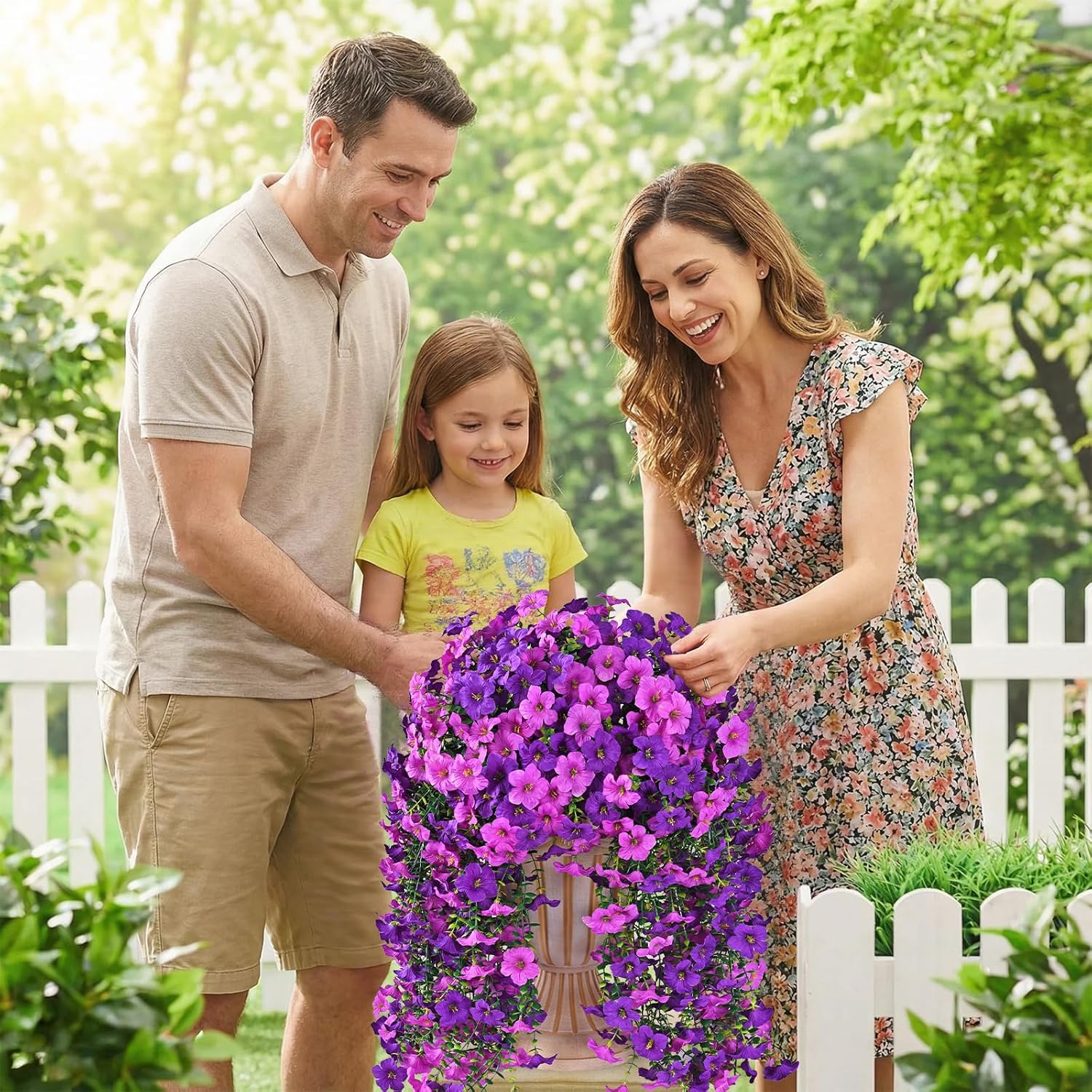 Realistic Artificial Flowers for Outdoors, 8 PCS Full UV Resistant Artificial Outdoor Flowers, Large Size Faux Flowers for Outdoor planters Fake Hanging Flowers Plants for Porch, Front Door, Garden