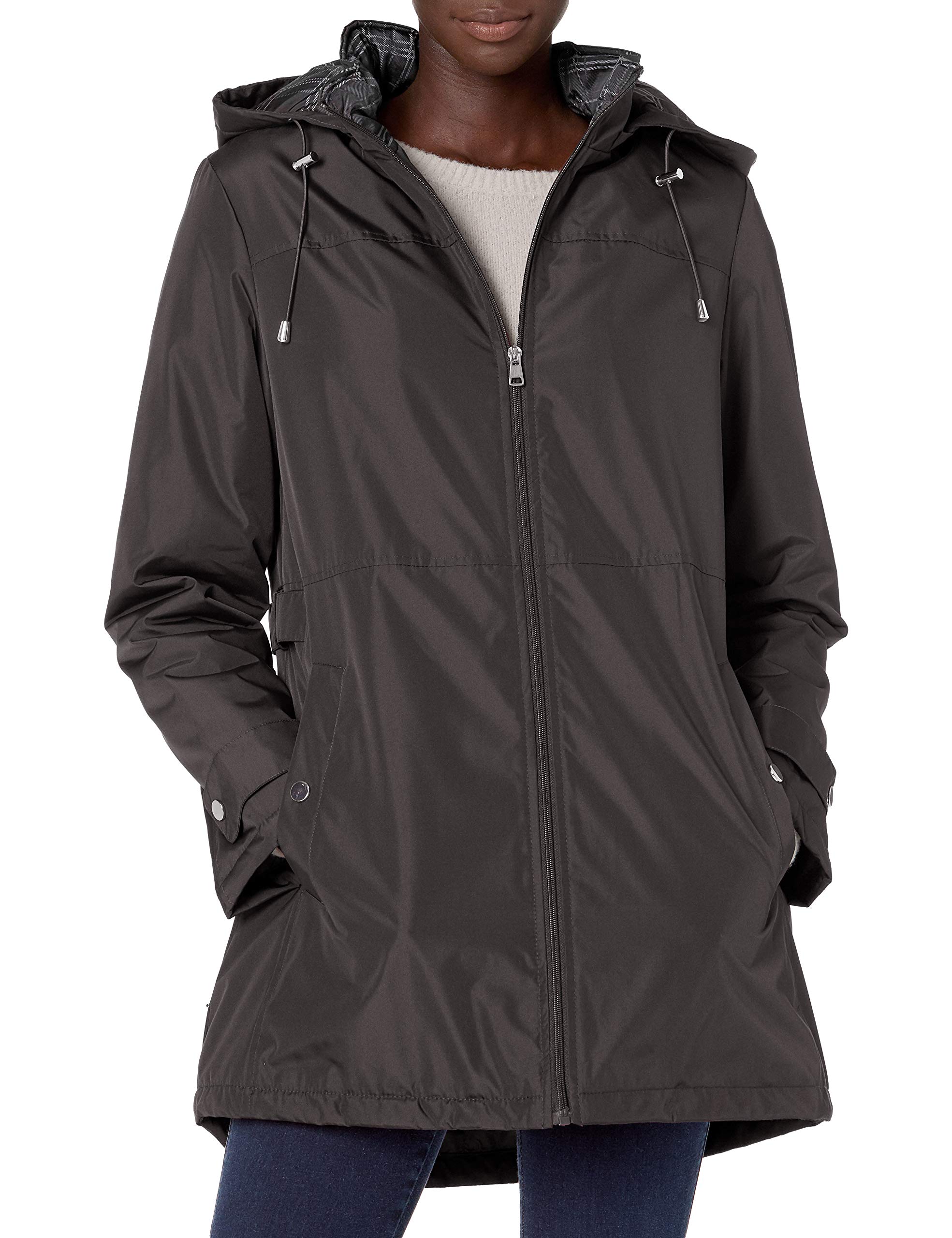 INTL d.e.t.a.i.l.s womens Zip Front Hooded Winter Coat Jacket Down Alternative Coat