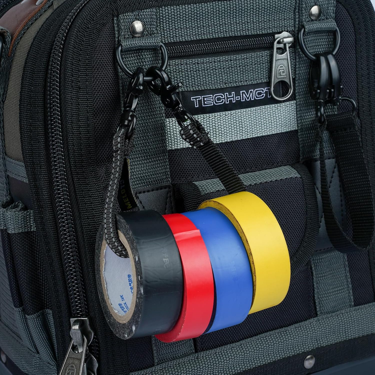 MELOTOUGH Electrical Tape Holder Tape Thong with Trigger Snap Hook Electrical Tape Strap for Tool Bag, Tool Backpack, Tool Belt(Black)