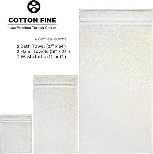 Miniatura 5 de COTTON FINE Juego de toallas de baño de 6 piezas, 100% algodón turco original con extra suavidad, juego de toallas para baño, 2 toallas de baño, 2