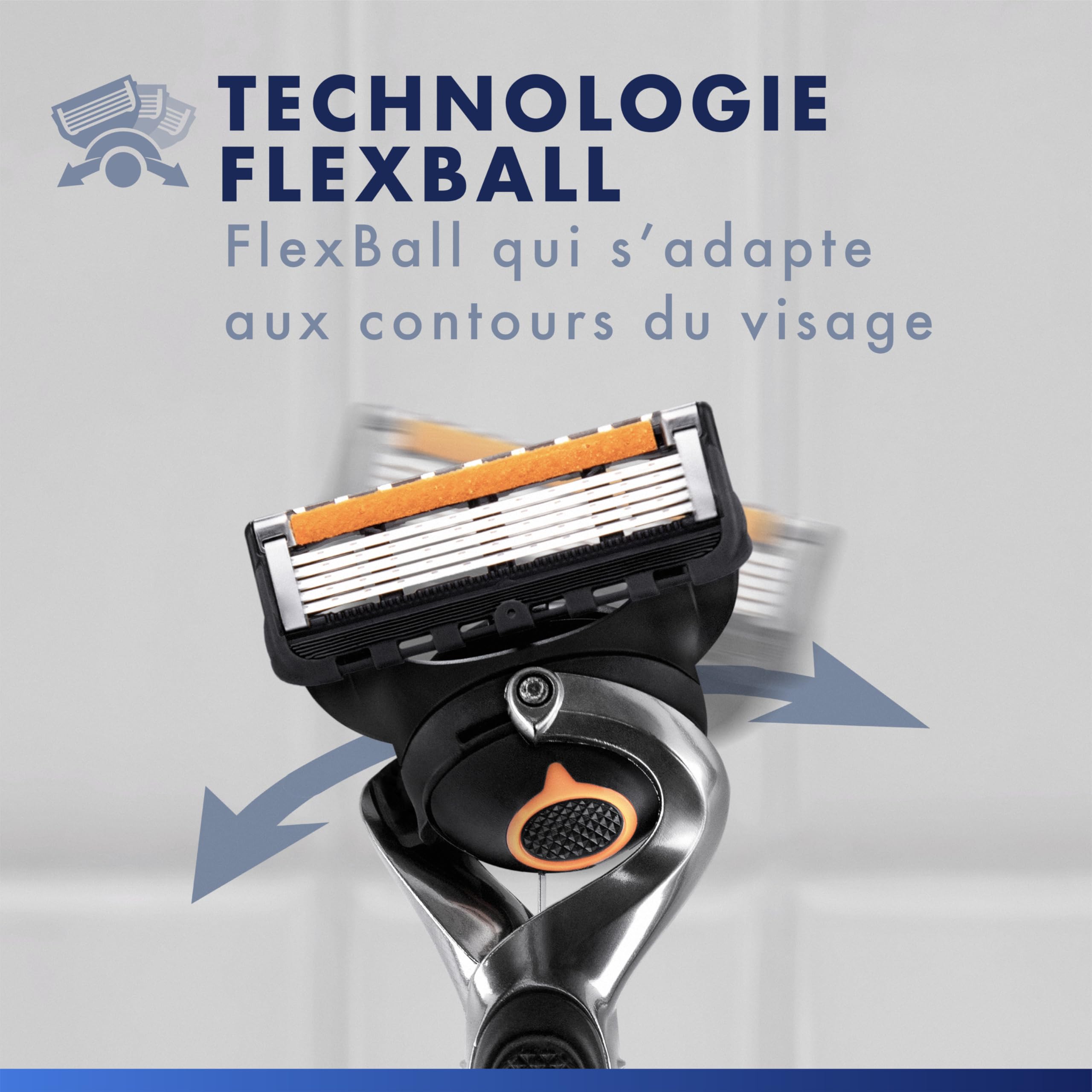 Gillette Rasoir Homme Proglide, 10 Recharges, Manche Réutilisable, Tête Flexible 5 Lames, Bande Lubrifiante, 1 Cartouche 30 Rasages