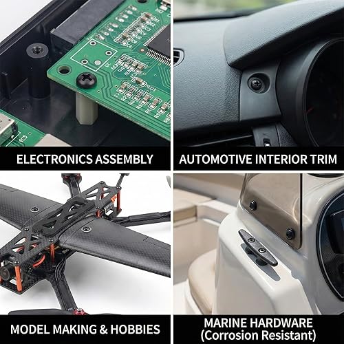 Miniatura 6 de NACX M2.5 x 6mm Tornillo de Nylon de Cabeza Redonda y Plana, Negro, Phillips, 200