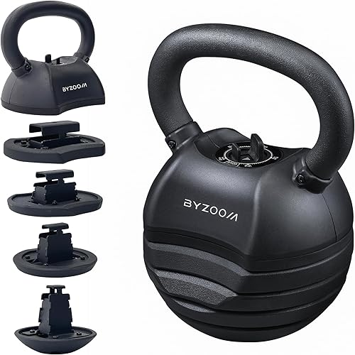 Miniatura 9 de BYZOOM FITNESS Adjustable Kettlebell 30lb/40lb Weight Training Fitness Exercise Full Body Workout 5 in 1 for Home Gym Beginners Woman Blanco de 30