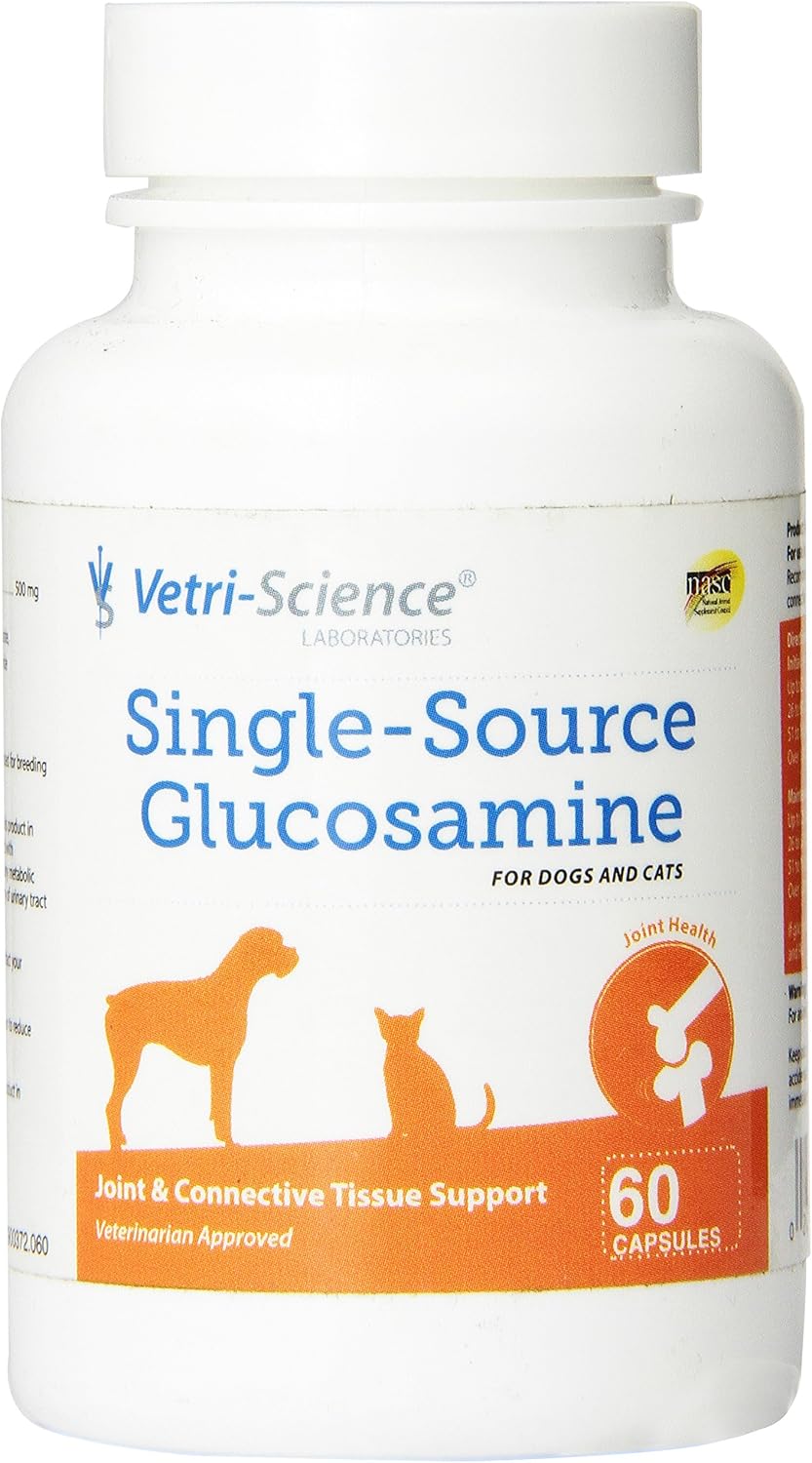 VetriScience Laboratories Single Source Glucosamine Supplement for Cats and Dogs, 60 Count