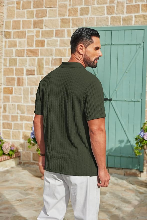 Polo para Hombre Manga Corta Casual Talla L Verde miniatura 4