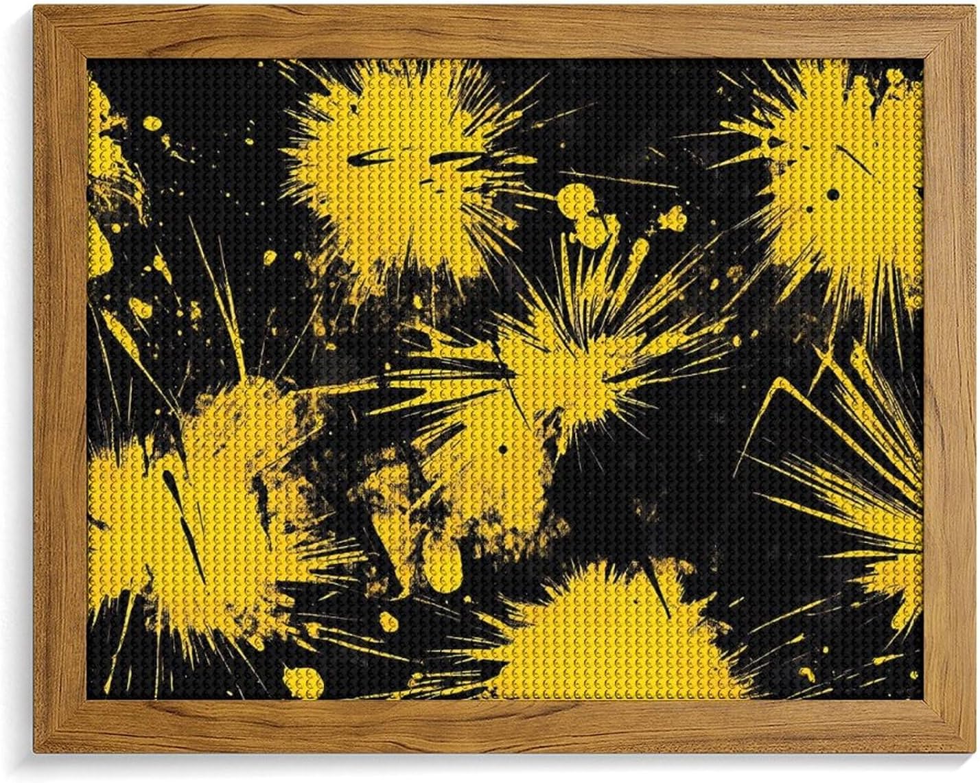 Tie Dye Fireworks Yellow Splash Printed Diamond 5D Painting Kit 16x20in DIY Full Drill Craft with Tools for Home Wall Decor Gift Yellow Wood 50 * 40cm