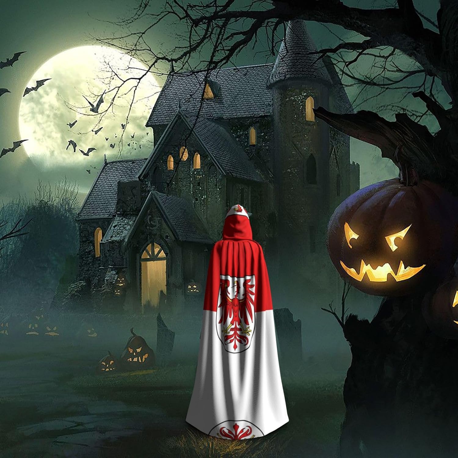 Brandenburg flag Unique Darkness Poncho Shawl - Customizable Wearable Blanket for Women, Perfect Halloween Costume Accessory, Knight, Akatsuki, and More