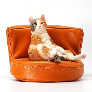 JXK Orange Cat Resin Cat Decorations, Home Decor Cat Statue for Desktops, Durable Polyresin with Intricate Details for Cat Lovers