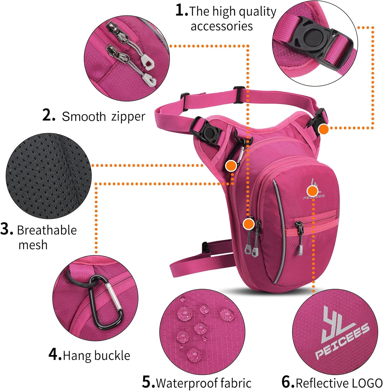 Peicees Drop Leg Bag for Men Women Tacical Waist Pouch Outdoor Thigh Bags Motorcycle Ride Crossbody Backpack Shoulder Fanny Pack Camping Hiking Cycling