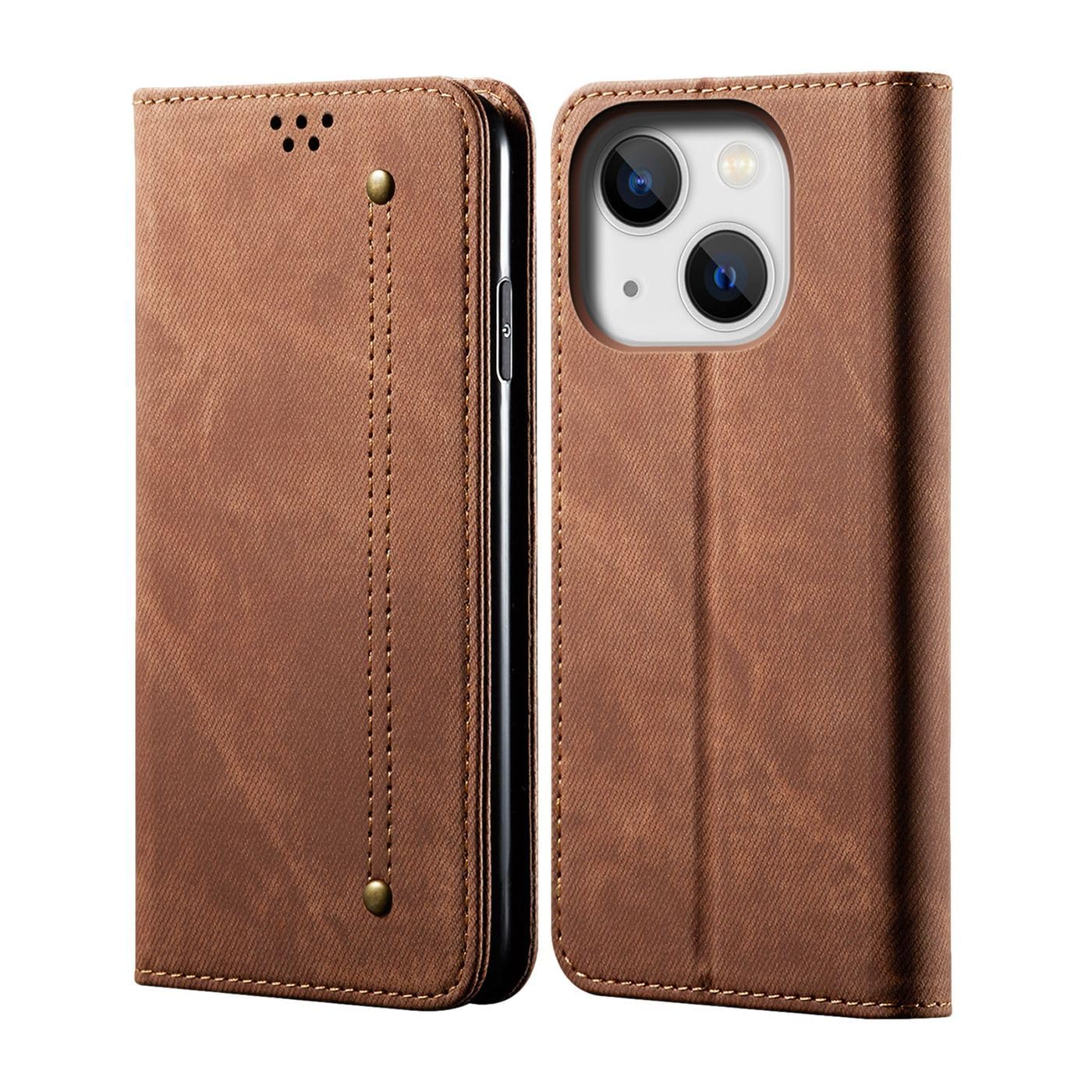 Cubix® Denim Flip Cover for Apple iPhone 15 Plus Case Luxury Slim Wallet Folio Case Magnetic Closure Cover (Brown) (B0CN7TM2ZM) Amazon Price History, Amazon Price Tracker