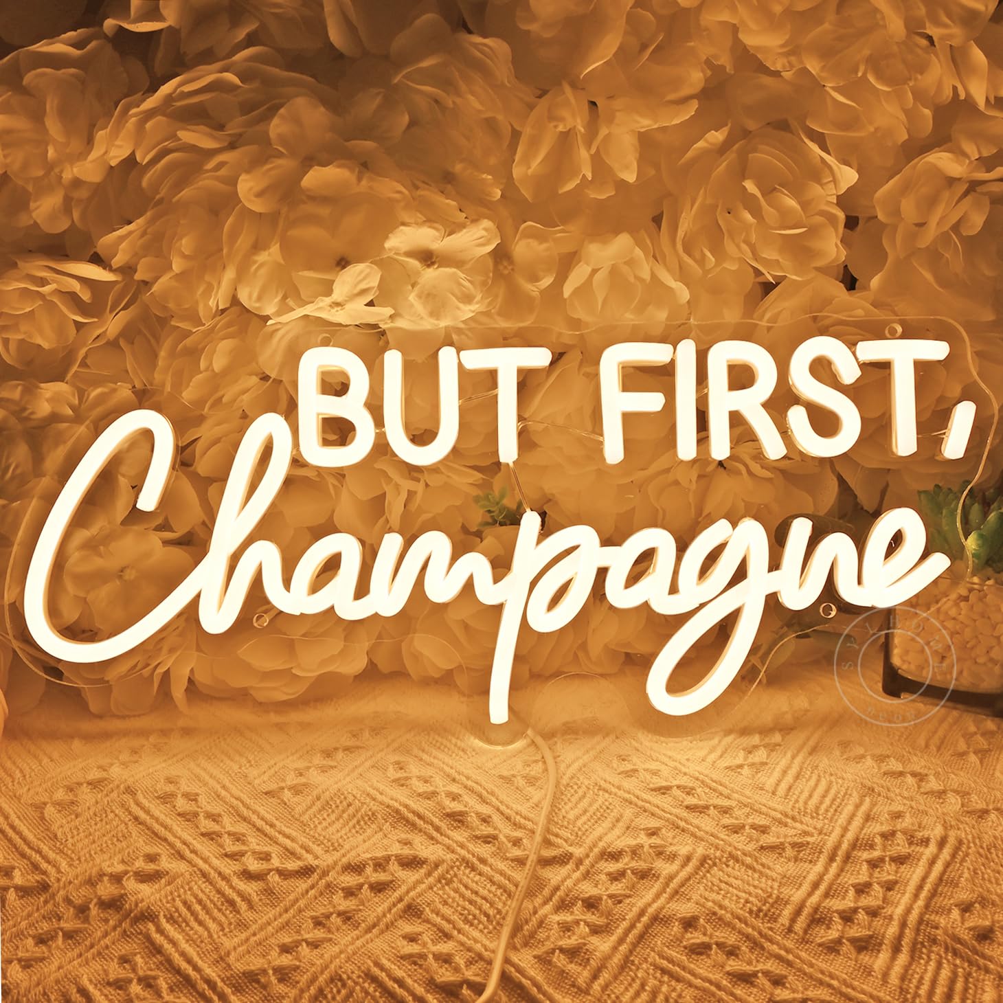 But First Champagne Led Neon Light Sign Home Bar Kitchen Man Cave Pub Wall Sign Decor Wedding Birthday Grad Party Backdrop Drinks Christmas Gifts 16.54"X7.1" USB Warm