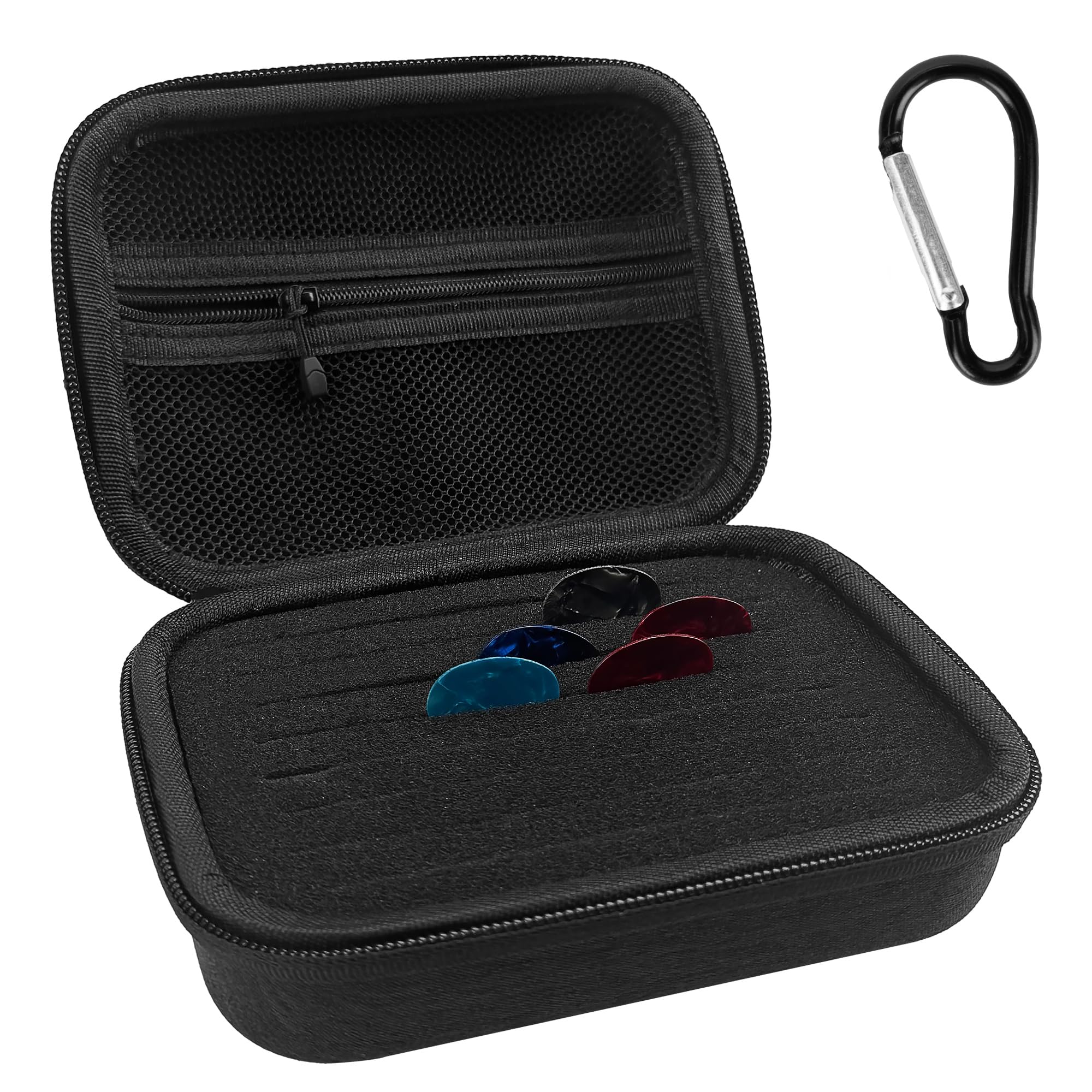 Guitar Pick Holder Case compatible with Fender Dunlop D'Addario Dunlop Musical Instrument Guitar Accessories, All Size Picks Storage Pouch Box-Bag Only (Dark Grey)