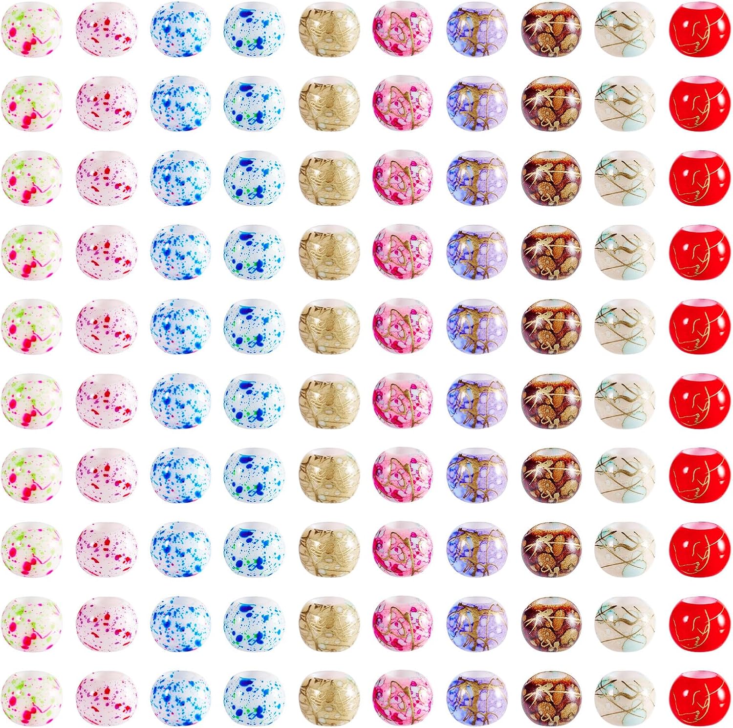 Craftdady 200pcs European Bracelet Beads 5mm Large Hole Beads Rondelle Big Hole Spacer Beads Snake Chain Beads Acrylic Spray Painted Loose Beads 10 x 8 mm for DIY Necklace Jewelry Making - Image 9