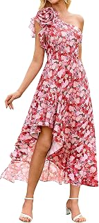 GRACE KARIN Womens Summer One Shoulder Sleeveless Dresses Floral Flowy Ruffle High Low Wedding Guest Maxi Sundresses