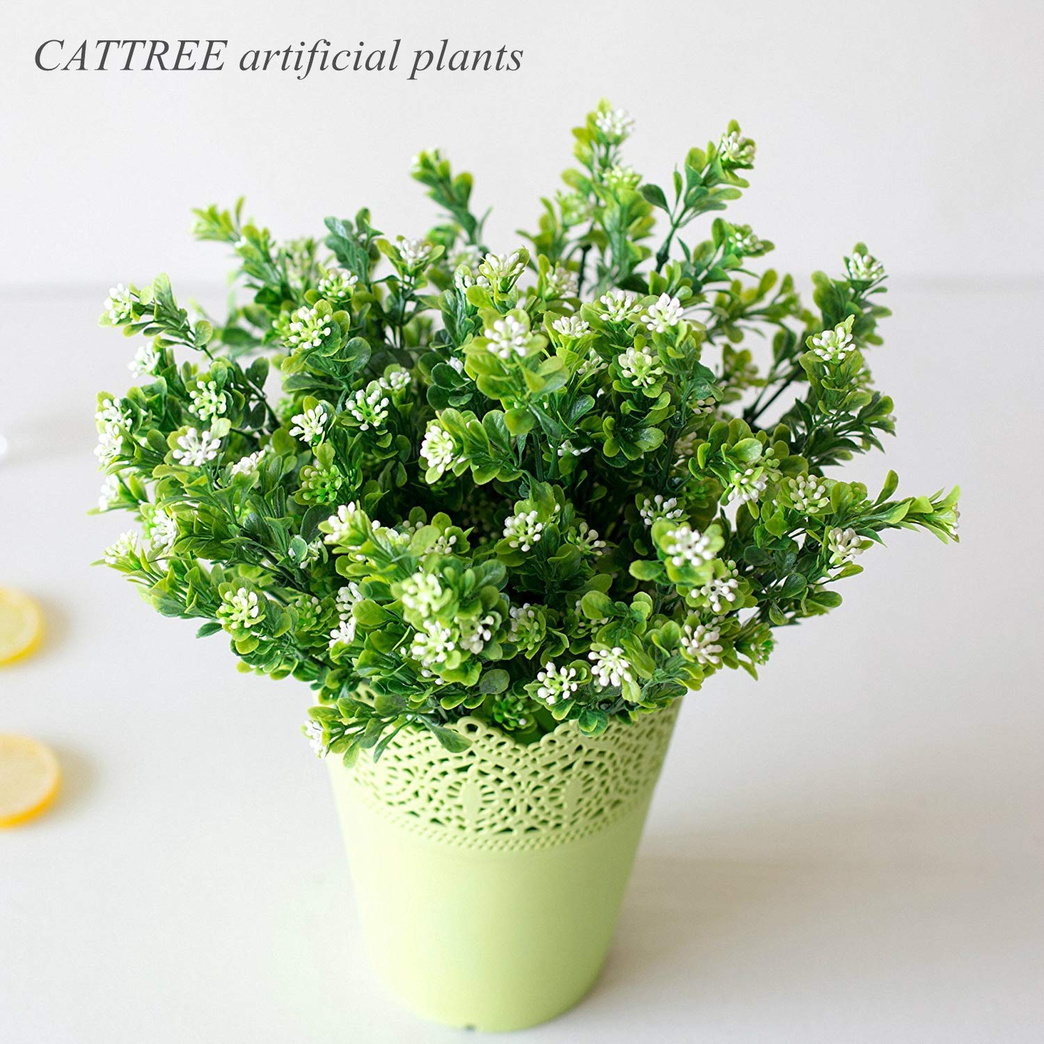 Cattree Künstliche Tulpen, 10 künstliche Blumen, echte Haptik, Kunstpflanzen für Hochzeit, Braut, Brautjungfer, Blumensträuße Garten, Zuhause, Büro, Hotel, Party, Dekoration 6 pcs Bean Shrubs 6pcs