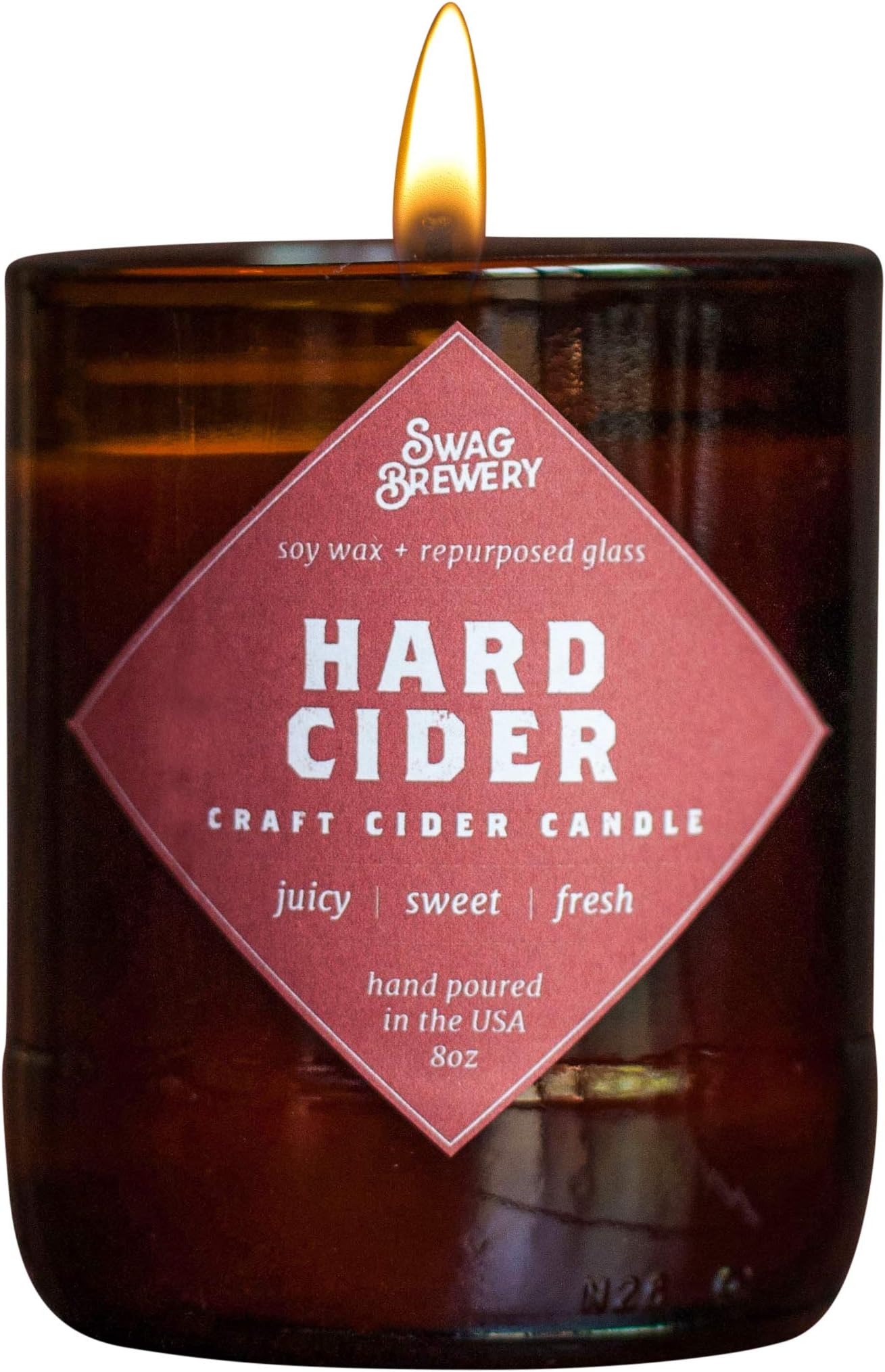 Hard Cider Brew Candle - Hand Poured in USA (Soy Wax) - Great Gift for Hard Cider Lovers - for the Brewery, Home, or Orchard (Made from Recycled Beer Bottles)
