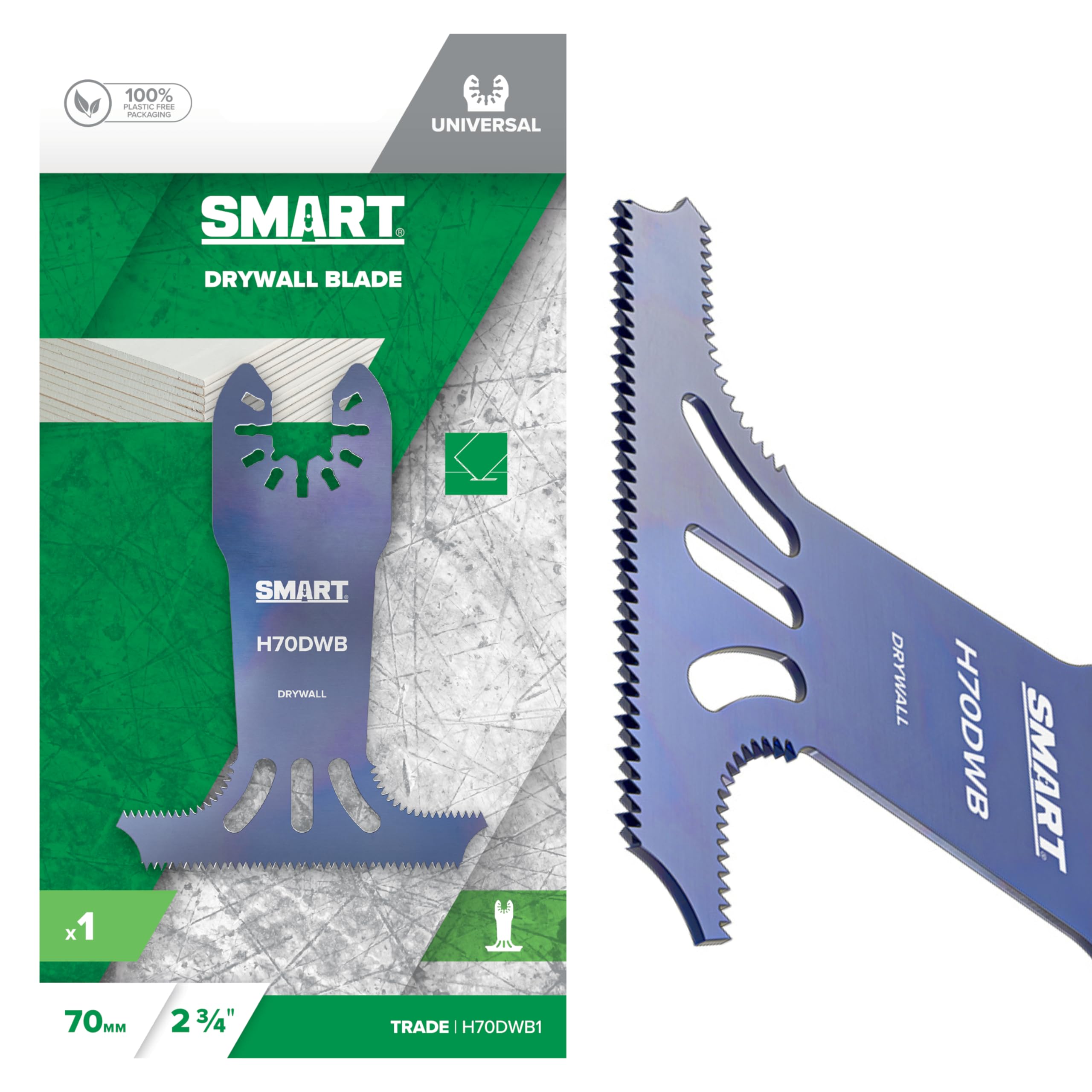 Trade Series 70mm Drywall/Plasterboard Cutting Multi-tool Blade. Suitable for most Multi-tools, Universal Open-Back