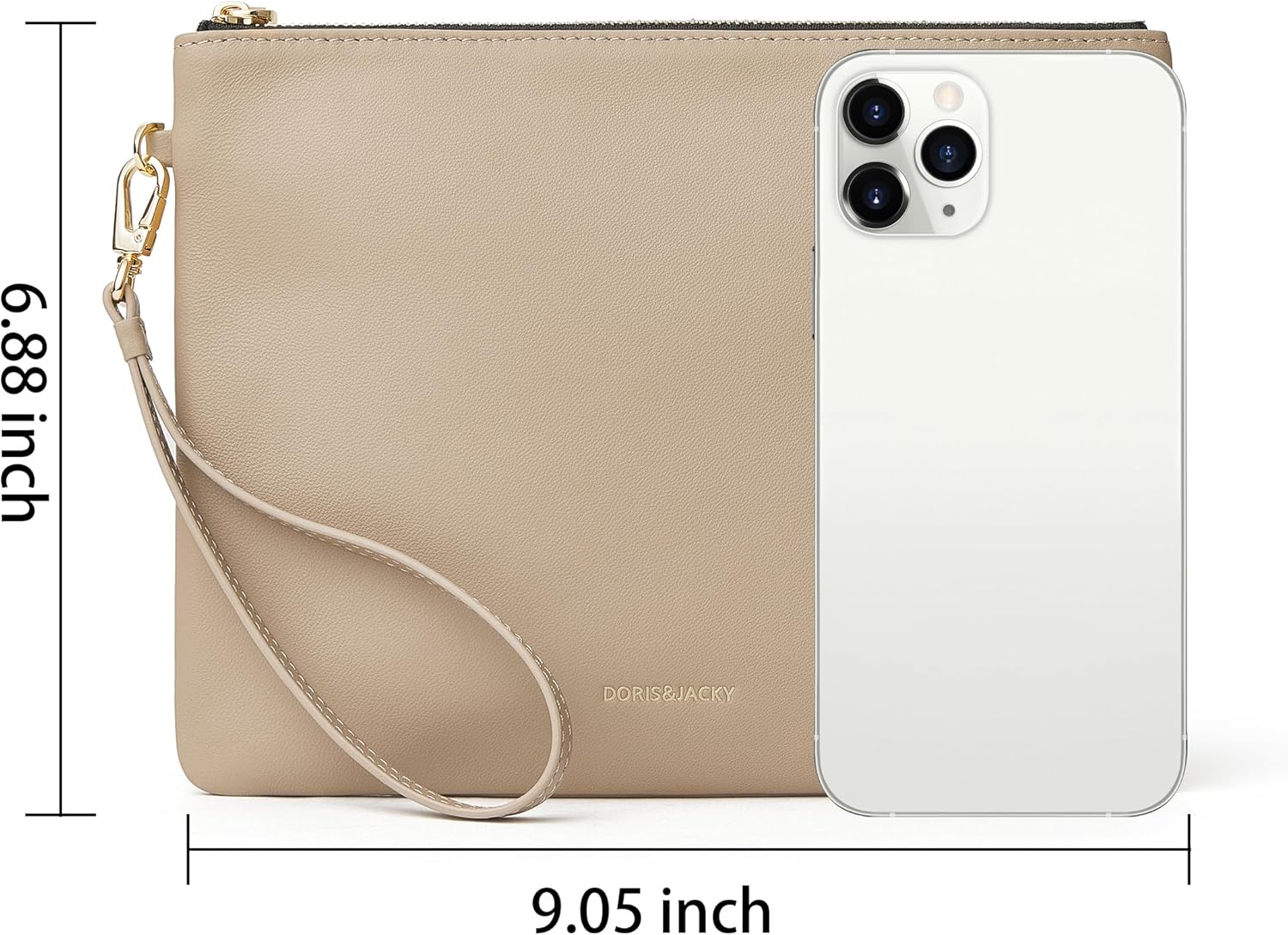 DORIS&JACKY Lambskin Leather Wristlet Clutch Purse for Women Soft Designer Slim Cell Phone Pouch Bag with Detachable Strap - Image 2