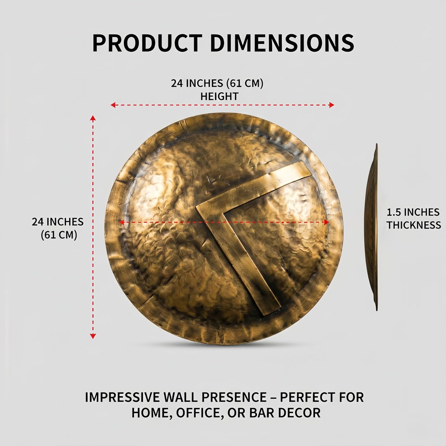 LOOYAR Ancient War Sparta Shield Handcrafted Metal Crafts for Knight Soldier Warrior Costume Battle Play Halloween Cosplay LARP Home Office Bar Lobby Wall Decoration