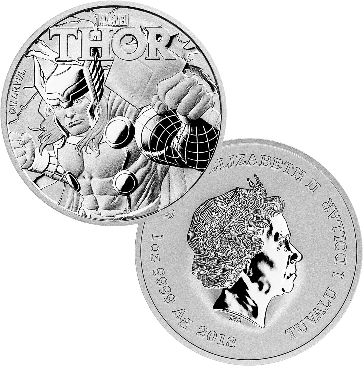 2018 $1 Tuvalu Thor Bullion Coin 1oz .999 Silver - Authentic Marvel Series Edition