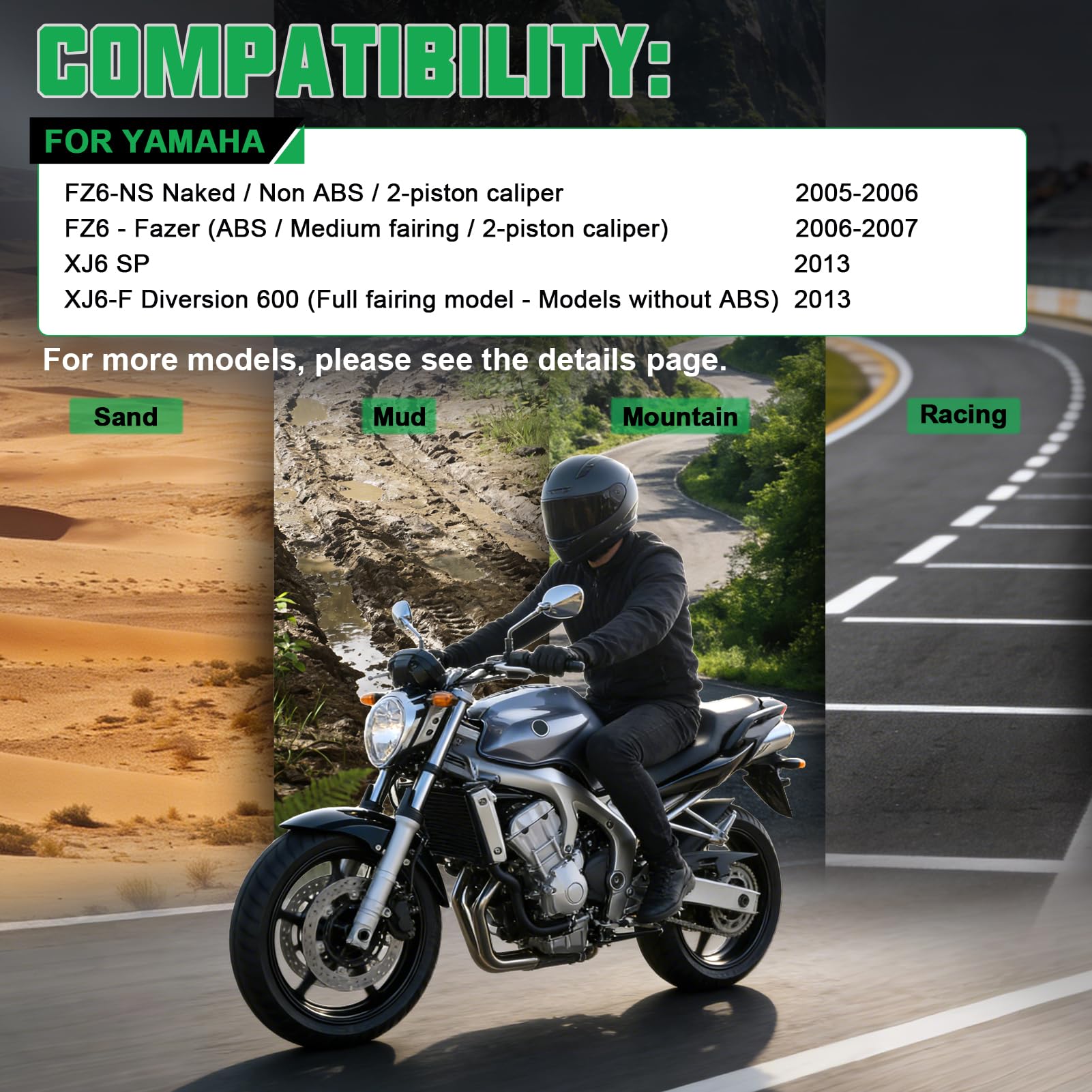 Pastiglie Freno Anteriore e Posteriore per YAMAHA FZ6 Fazer 600 2004-2007 FZ6 Fazer 2006-2007 XJ6-SP Diversion 600 2013 XJ6 SP 2013 XJ6-F Diversion 600 2013