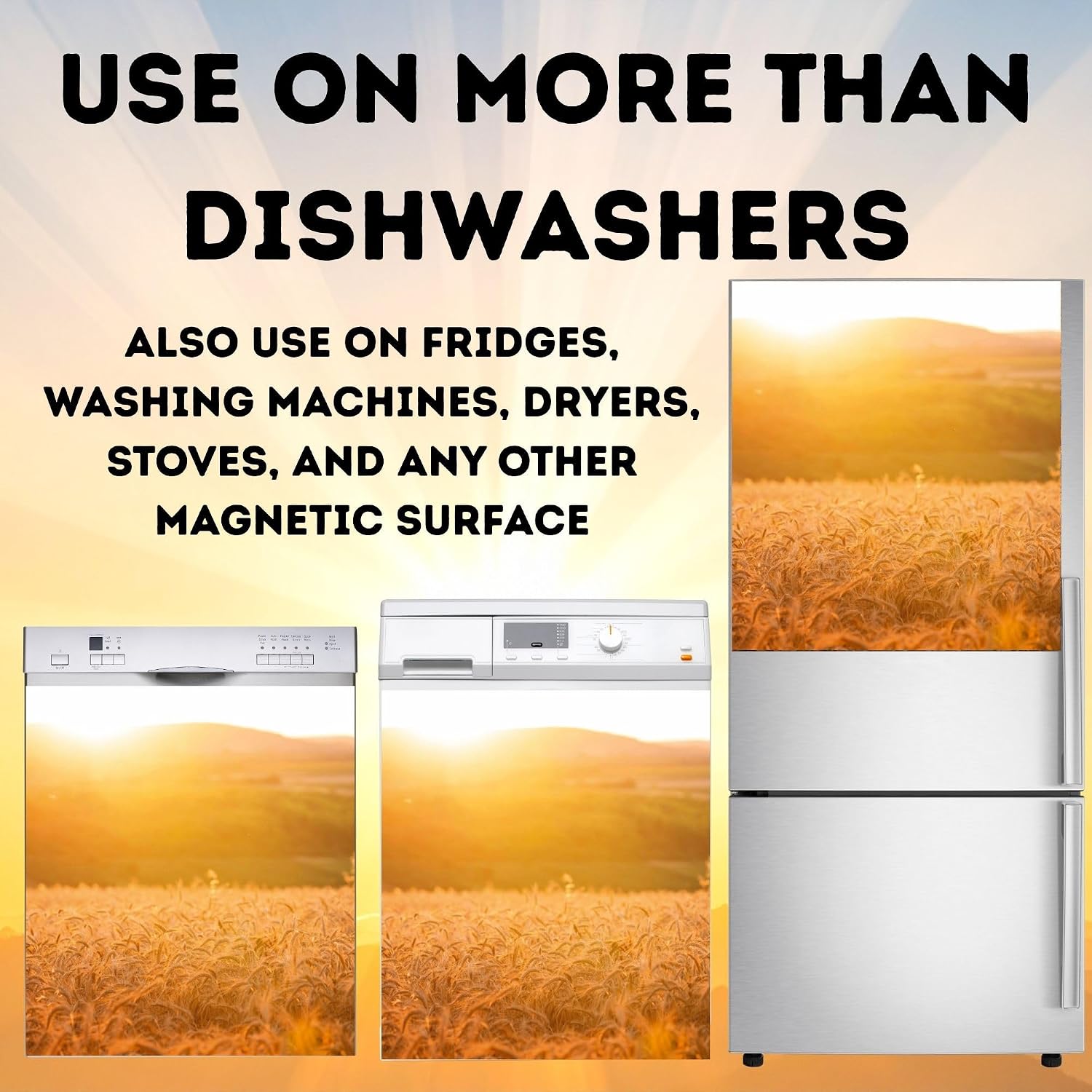 Dishwasher Magnet Cover, Summer Season Rural America, 23x26, Aesthetic Heavy Duty Dishwasher Front Panel Cover, Hides Scratches, Fingerprints, Easy Install Reusable, Premium Vinyl