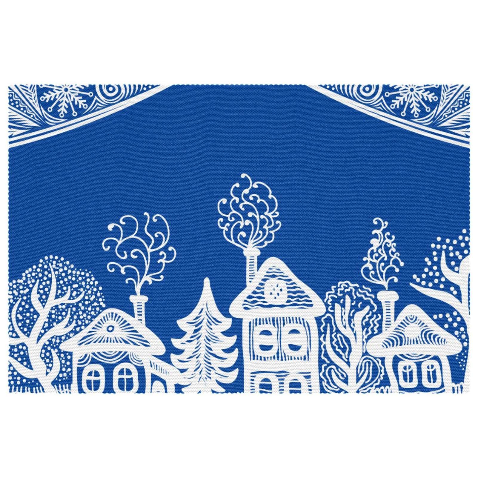 Set de table bleu en tissu Oxford lavable et résistant à la chaleur | Lot de 4 pièces