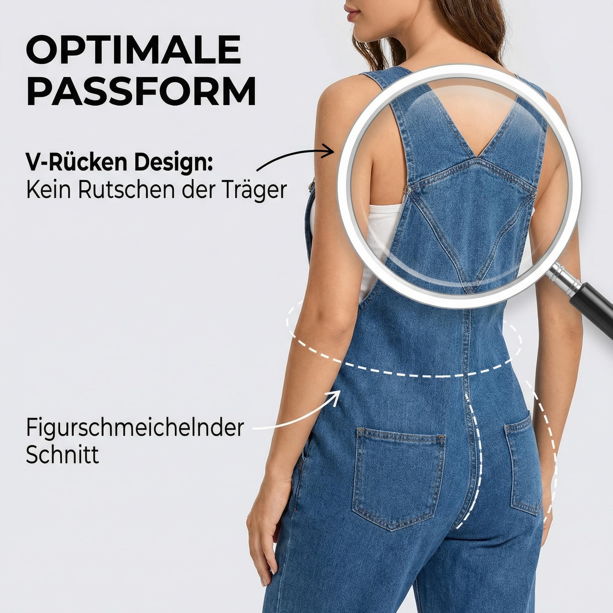 Salopette Donna Jeans in Denim Oversize, Pantaloni Lunghi con Spalline Regolabili e Tasche, Tinta Unita, Stile Casual per Lavoro e Tempo Libero