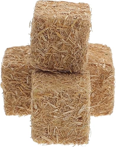 STOBOK 4 unidades de mini balas de heno en miniatura estilo otoñal, pequeño pajar decorativo apilable para manualidades, casa de muñecas, granja,