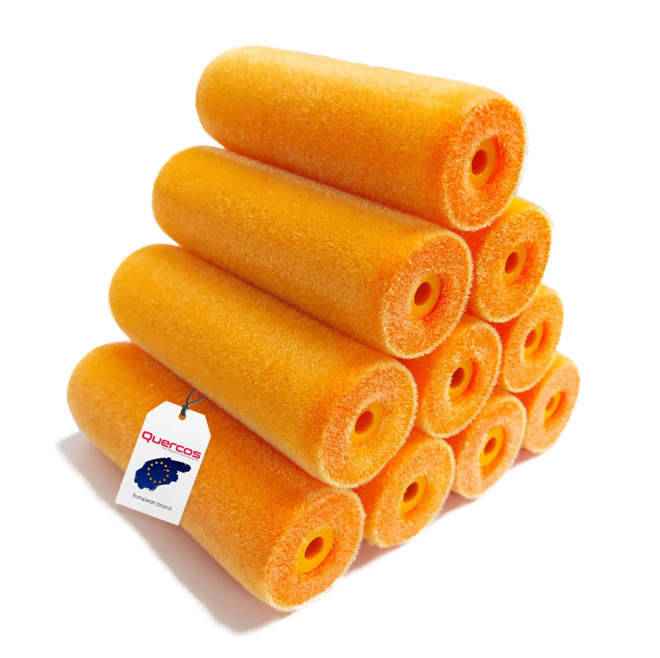 Confezione da 10 pezzi ricambio rullo 11 cm. Mini rulli polifloccati in schiuma spigoli dritti superfini Rullo da dipingere per vernici a base d'acqua o solventi leggeri.