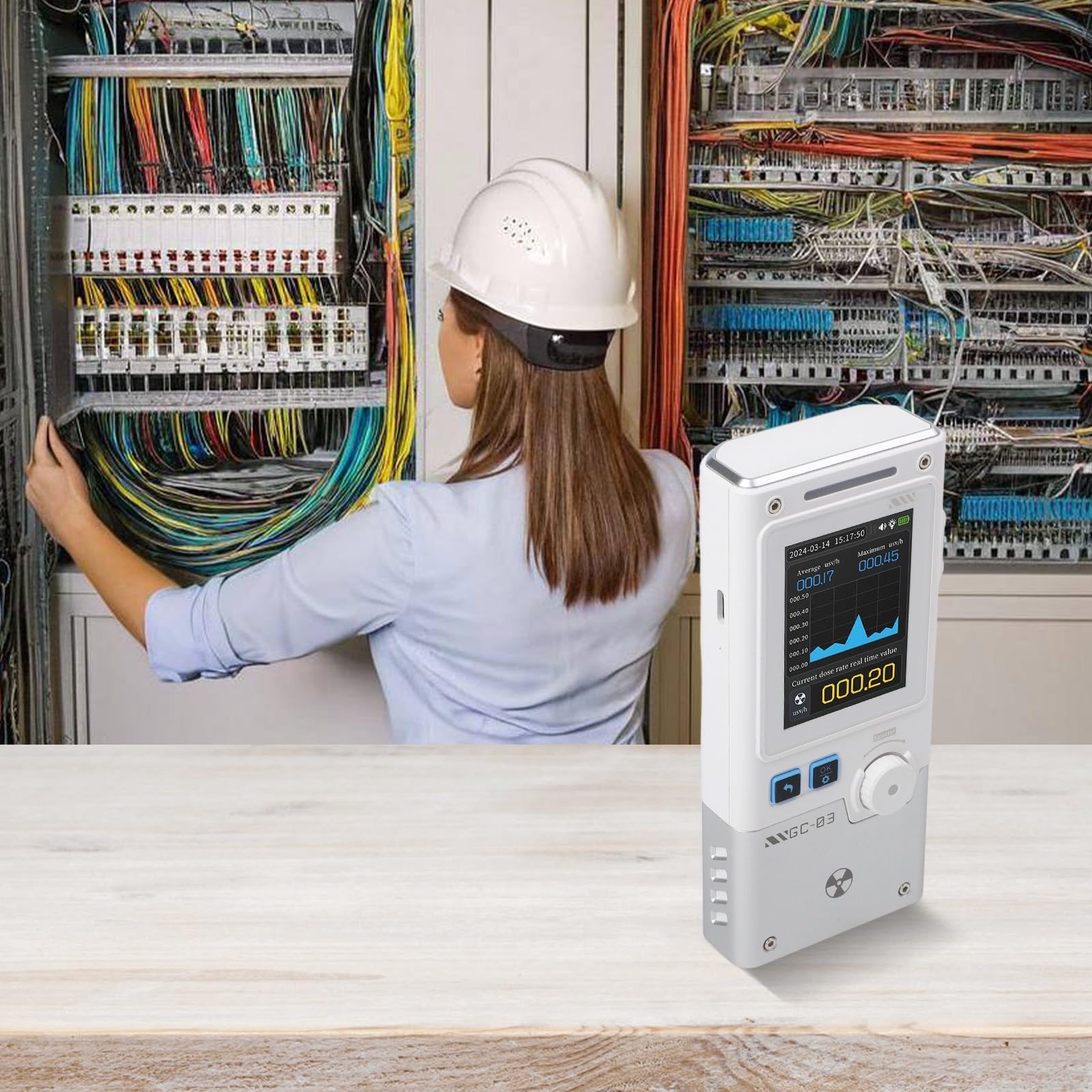 Instrumento de prueba multifuncional GC-03 con 1500mAh para batería para medir la dosis de radiación, campos eléctricos y magnéticos (blanco)
