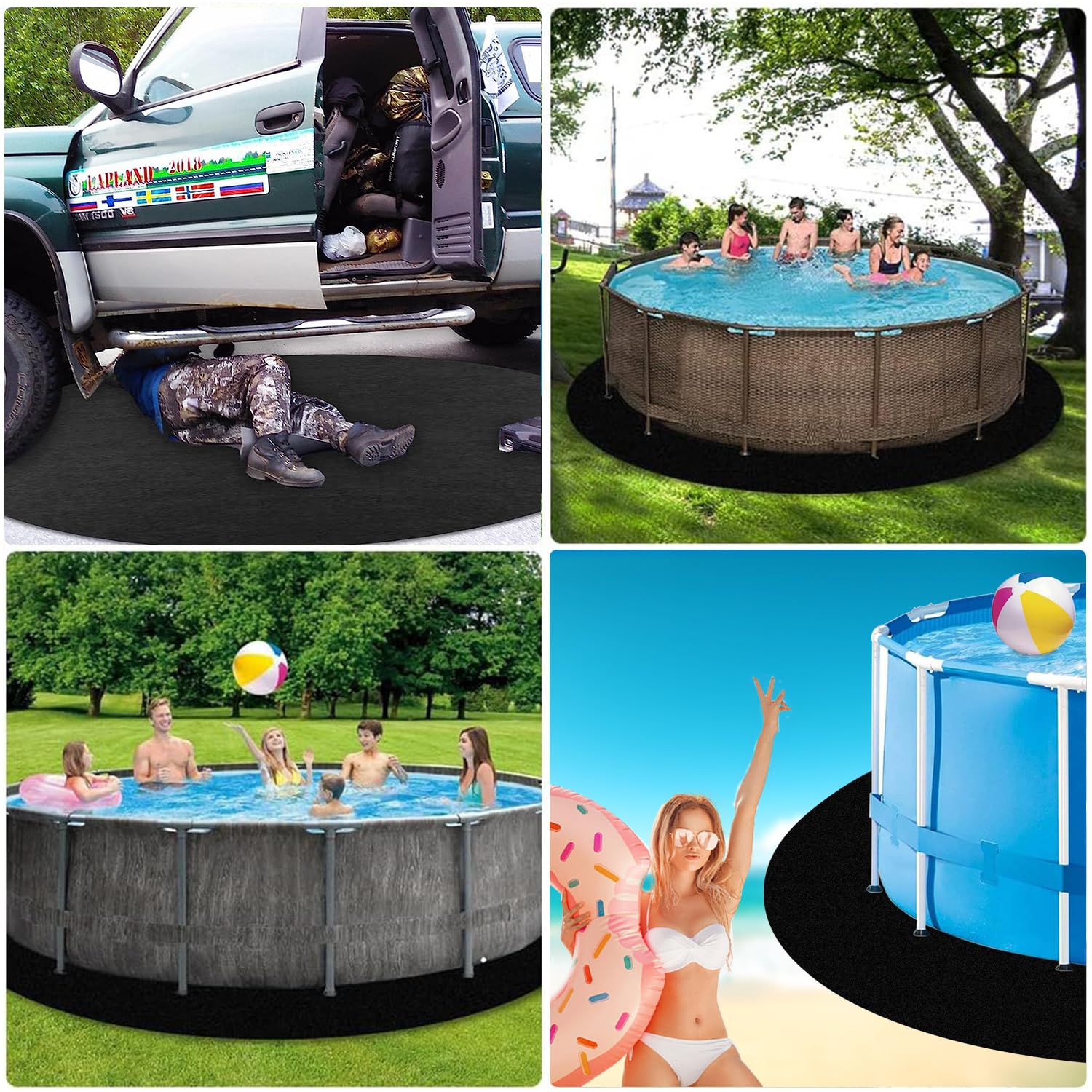 400CM Whirlpool Poolmatten Schutzboden, Pool Bodenmatte,Outdoor Poolunterlage Poolmatten Schutzboden,Tragbares Spa Pool Zubehör, Verhindert Löcher Und Verlängert Die Lebensdauer (abgerundet)
