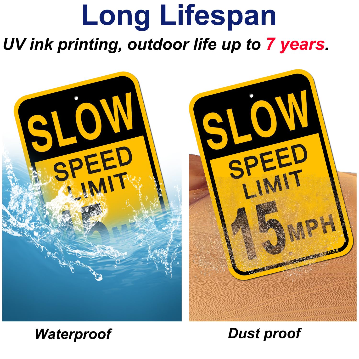 Señal de seguridad de 15 MPH con límite de velocidad de 15 MPH, reflectante, de aluminio, 15 MPH, para calle, protección UV, resistente a la intemperie, uso en exteriores