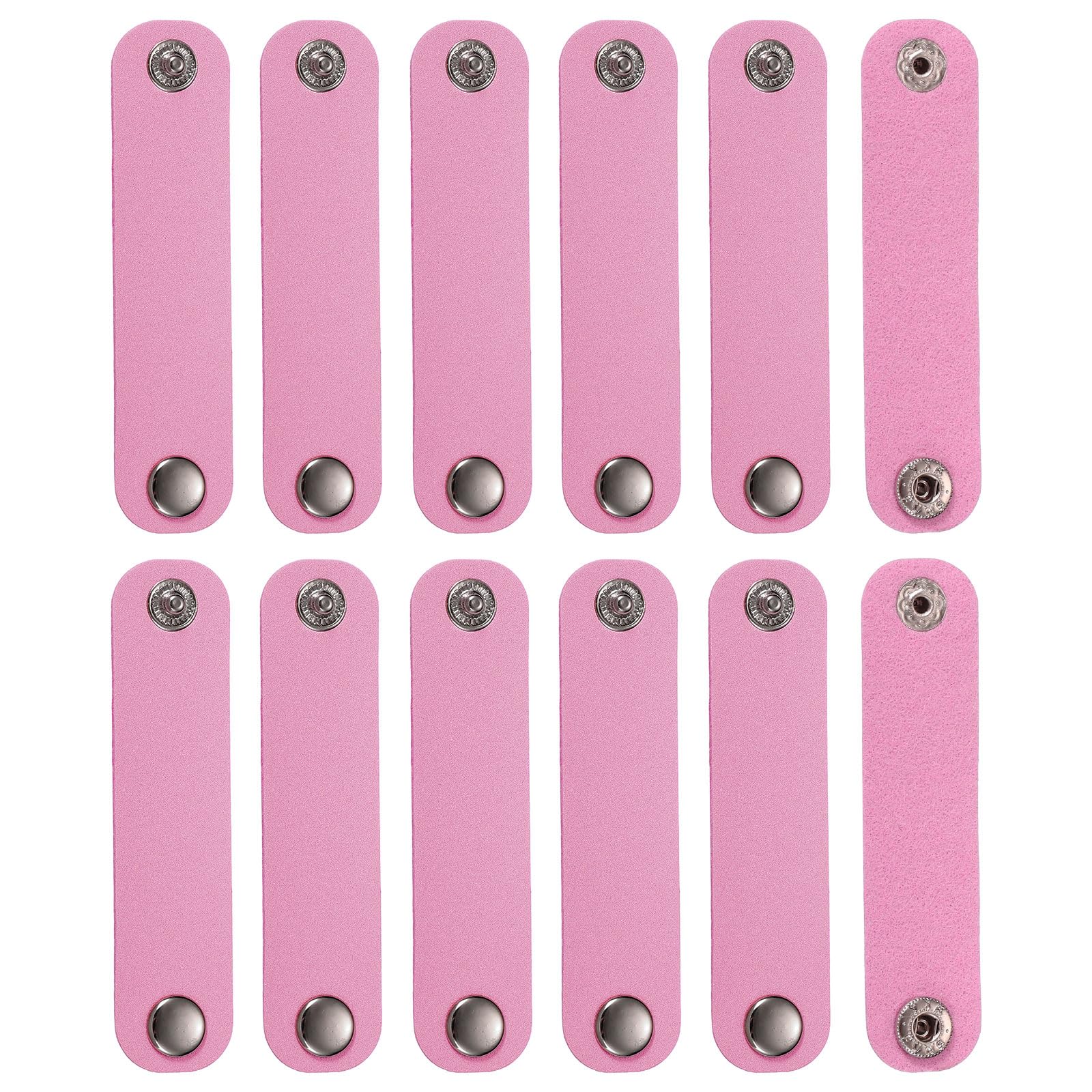sourcing map 12 Pcs PU Leather Scarf Buckle, Silk Scarf Clip Ring Bandana Slides Clasp with Snap Button for Women Clothing Tie Ribbon Neckerchief Shawl Decoration, Pink
