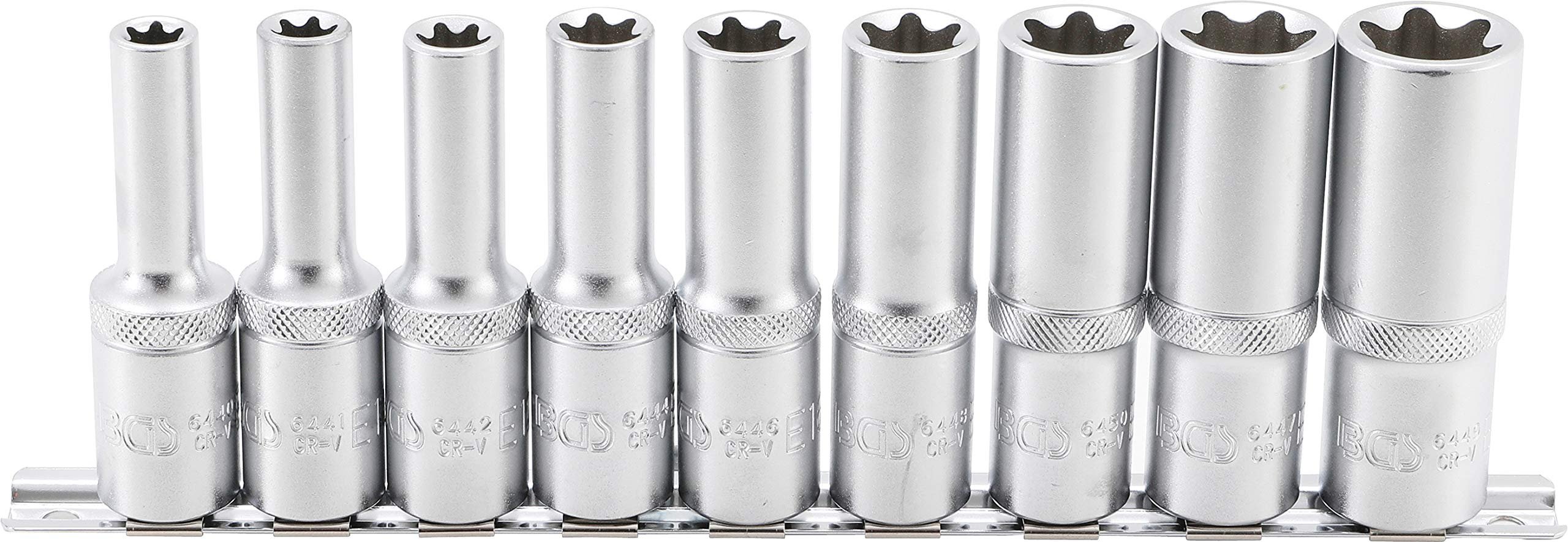 BGS2026 | Socket Set, E-Type, deep | 12.5 mm (1/2") Drive | E10 - E24 | 9 pcs.