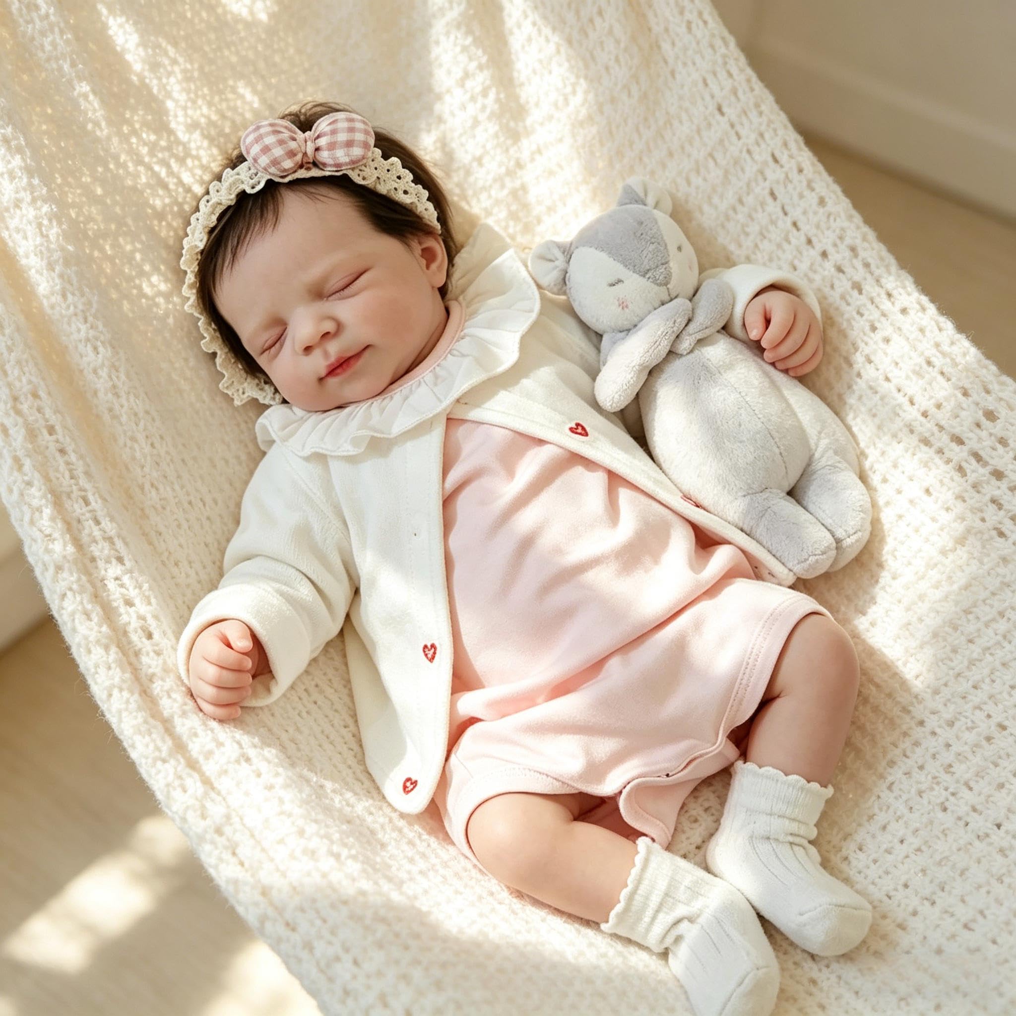 RXDOLL 45 cm realistyczne lalki dla noworodka, dla dziewczynki, śpiące lalki Reborn Baby Doll, silikonowe, na całe ciało, winylowe, realistyczne, anatomicznie poprawne, lalki dla niemowląt z zabawkami