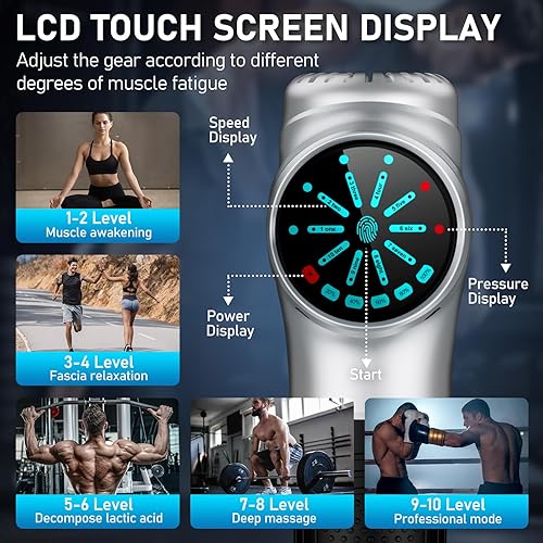 Miniatura 3 de RAEMAO Pistola de masaje, masajeador muscular de tejido profundo eléctrico de mano para atletas para aliviar el dolor con 8 cabezales de repuesto,