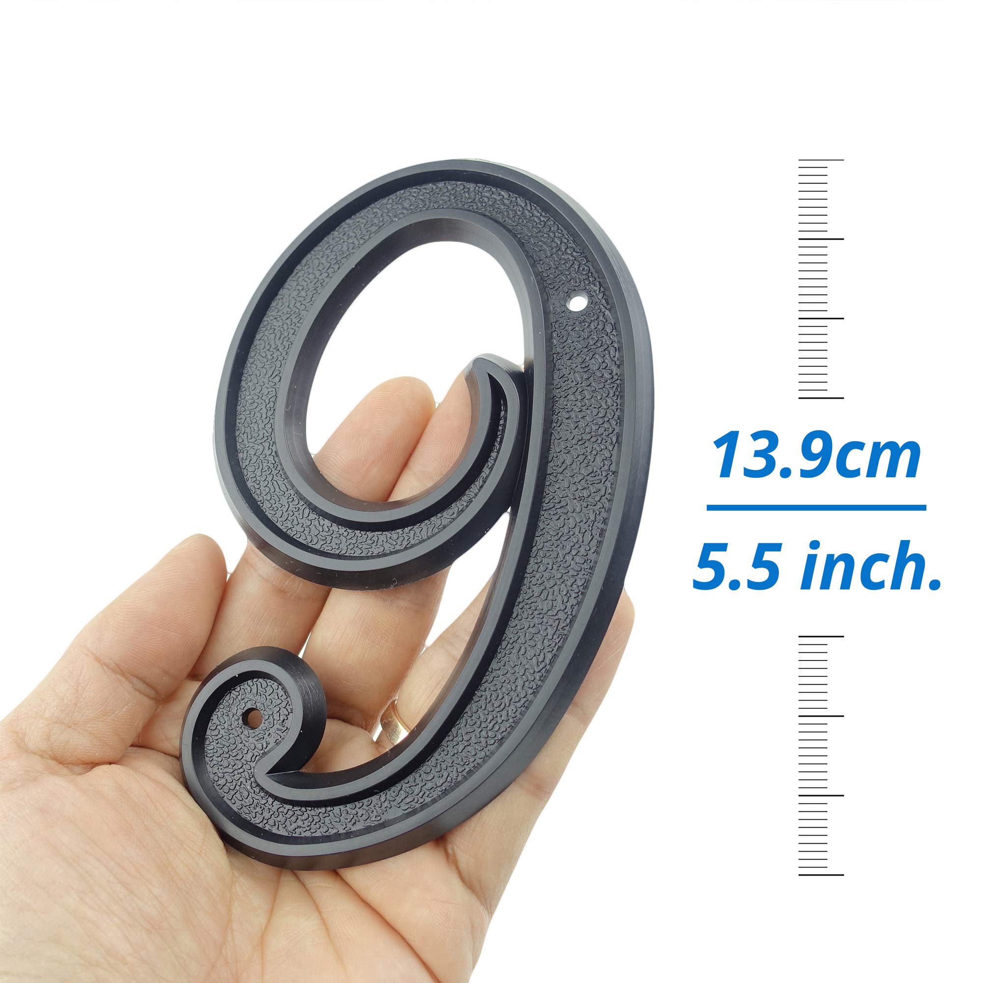 HASWARE Número de casa de 5.5 pulgadas (139mm) Números de puerta modernos Números de dirección de casa de calle, Plástico ABS negro (1)