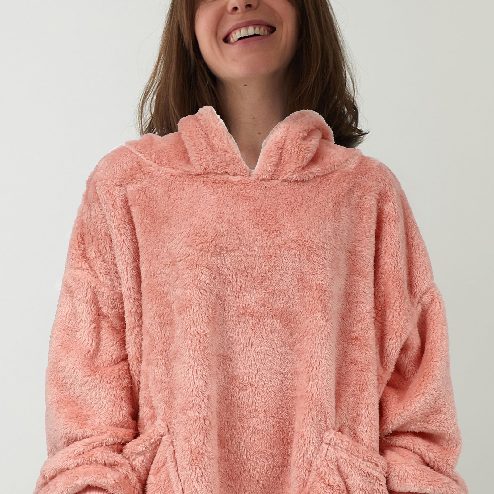 Pijama Capucha para Mujer, Holgado y Rosa, Talla Única