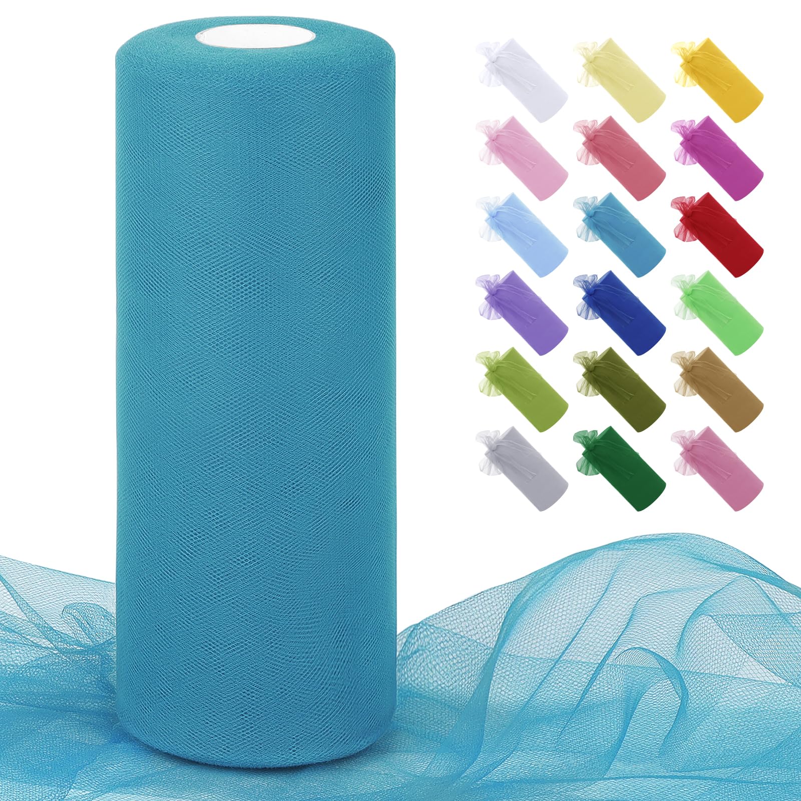 Uiopa Dark Lake Blue Tulle Fabric Roll 30cm x 91m Polyester Netting Fabric Mesh Tulle Ribbon for Tutu Skirts, Gift Wrapping, Birthday/Party/Wedding Decoration, DIY Projects