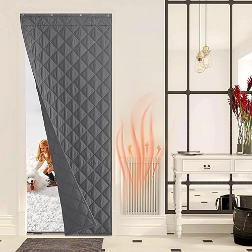 Miniatura 8 de NICETOWN Cortina opaca para puerta, aislamiento térmico, autoadhesivas, para patio, puerta francesa, resistente al viento, impermeables, cálidas