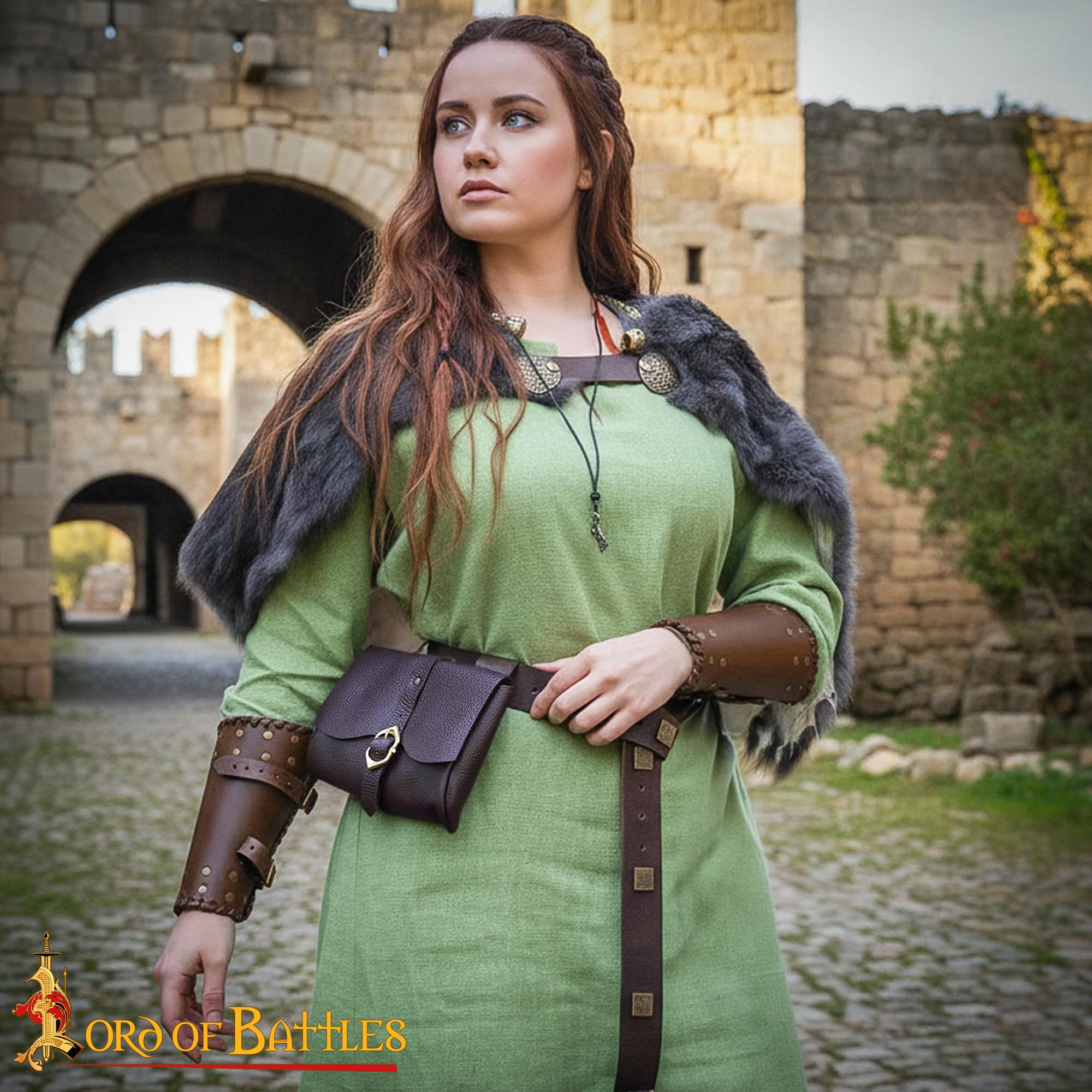 Lord of Battles Mittelalterliche Gürteltasche aus Leder | Renaissance-Kostüm | LARP Taille Kostüm COSPLAY | Kuriertasche