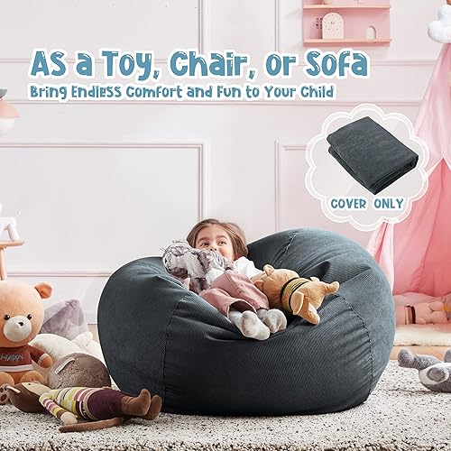 Miniatura 175 de Nobildonna - Funda para silla de puf (relleno sin relleno) de nido de pájaro para niños y adultos. Puf extra grande para almacenamiento de animales