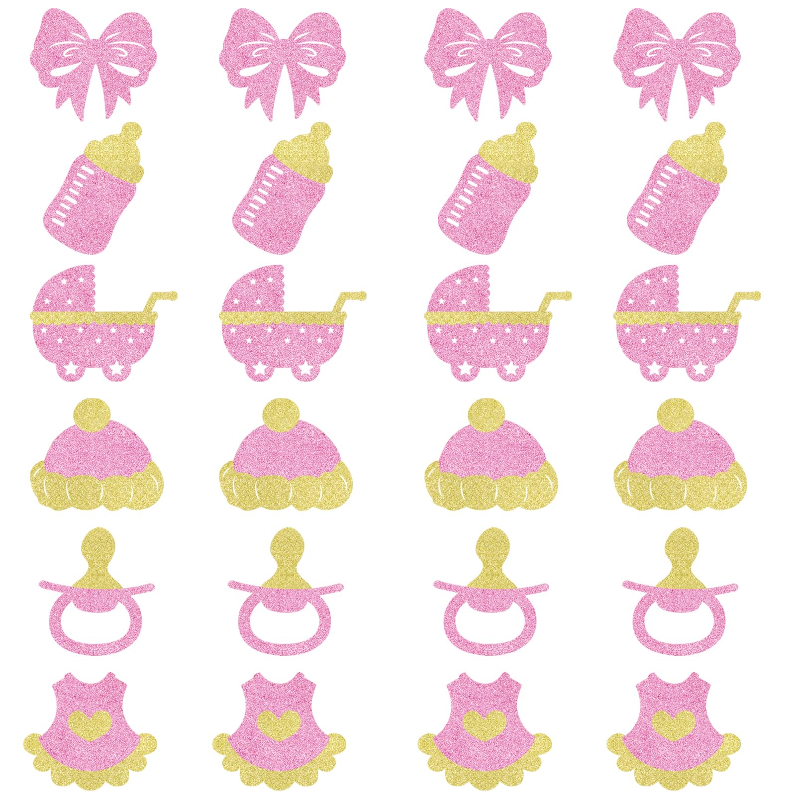 AROKIPPRY Pink 24 Pack baby Cupcake Toppers Glitter Pacifier milk bottle Bow Gender Reveal Cupcake Picks Welcome Baby Shower Cake Decorations for Baby Girl Birthday Theme Party Supplies