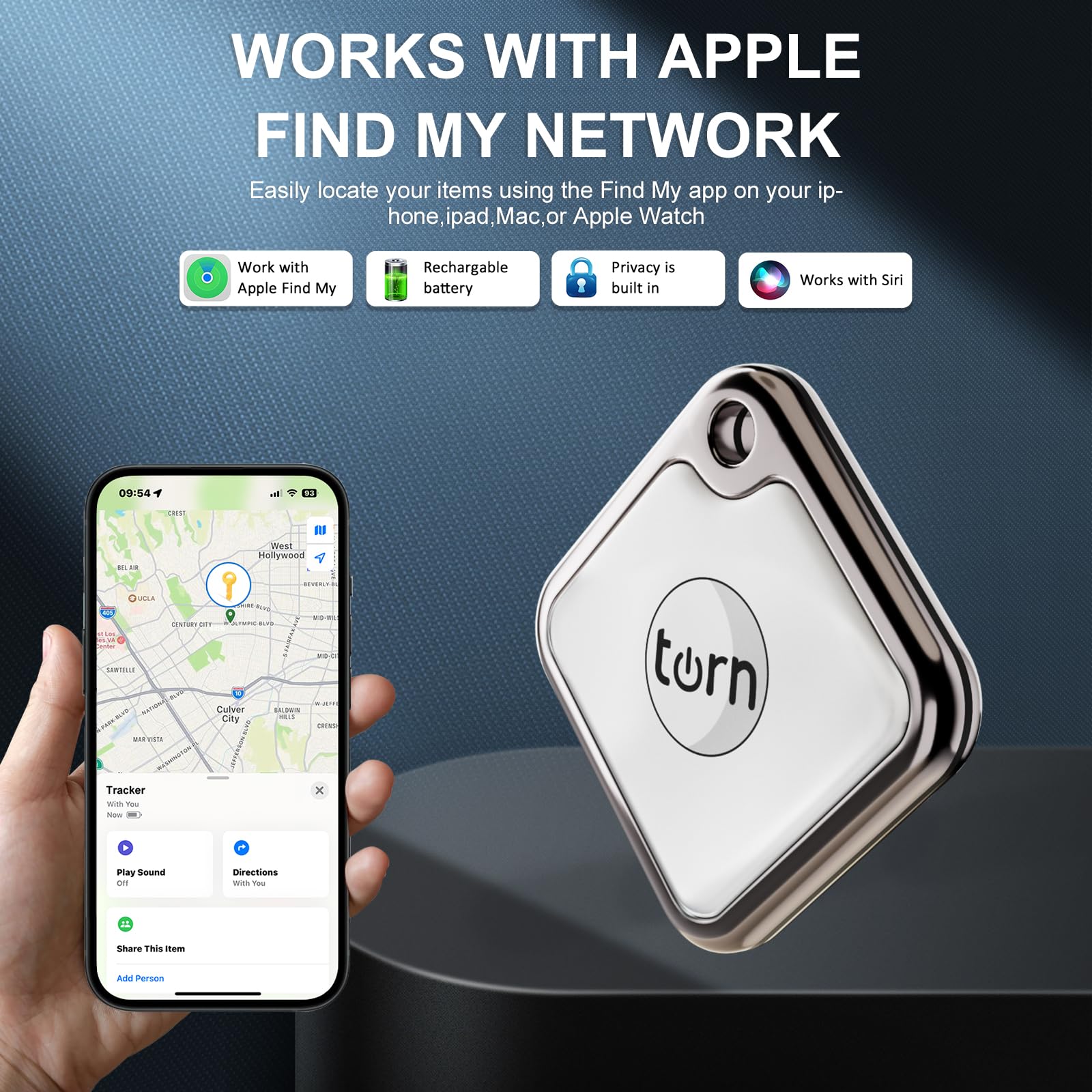 Air Tracker tag Item Finders Work for Apple Find My (iOS Only) APP GPS Tracker Tag for Dogs,Cats,Luggage, Keys, Backpack, Satchel Etc(White 1pack)