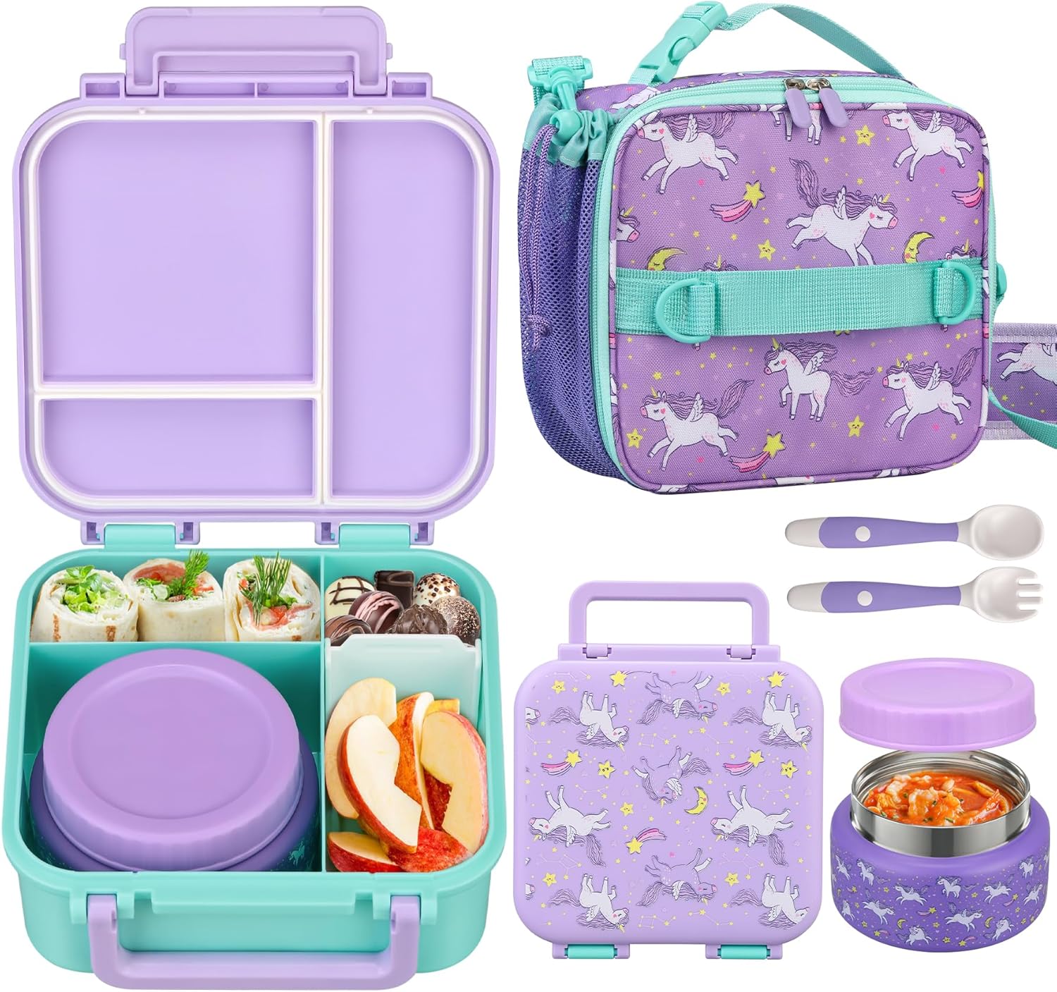 Kids lunch box set with bento box, 9oz thermos & insulated bag