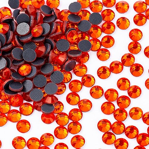 Niziky 4320 cristales de diamantes de imitación termofijos, SS6 de 0.079 in de cristal naranja con parte trasera plana, cristal termoadhesivo
