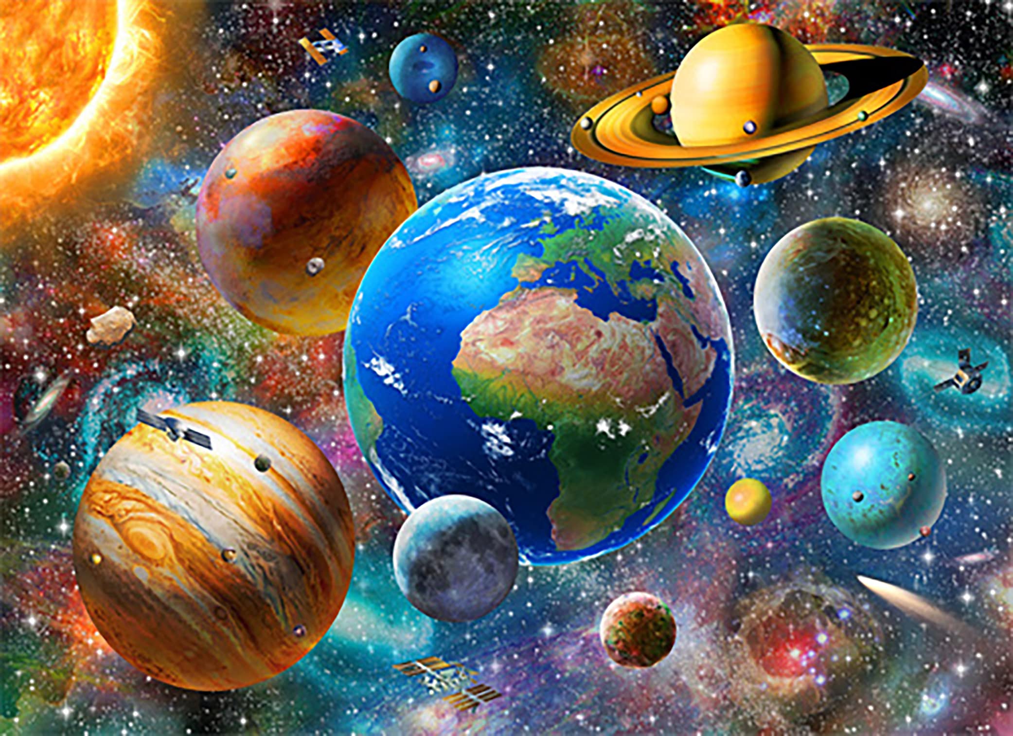 Pracht Creatives Hobby Diamond Painting Set with Space Motif and Accessories, Size Approx. 35 x 25 cm, Glitter Stones Painting Set for Children from 5 Years of Age