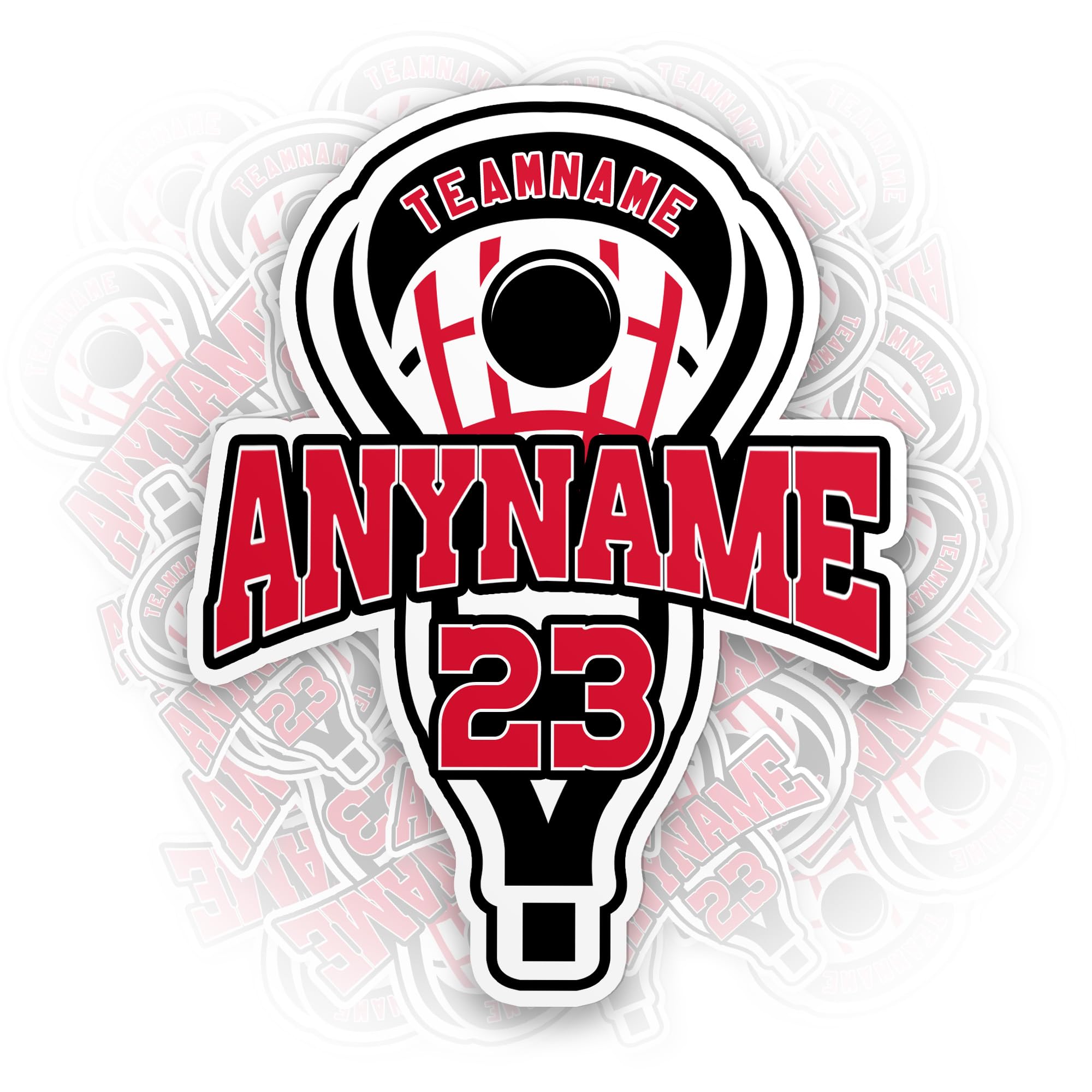 Custom Name Lacrosse Sticker, Personalized Lacrosse Player Number Name Decal Stickers Waterproof Die-Cut Vinyl Sticker for Water Bottle Laptop Hard