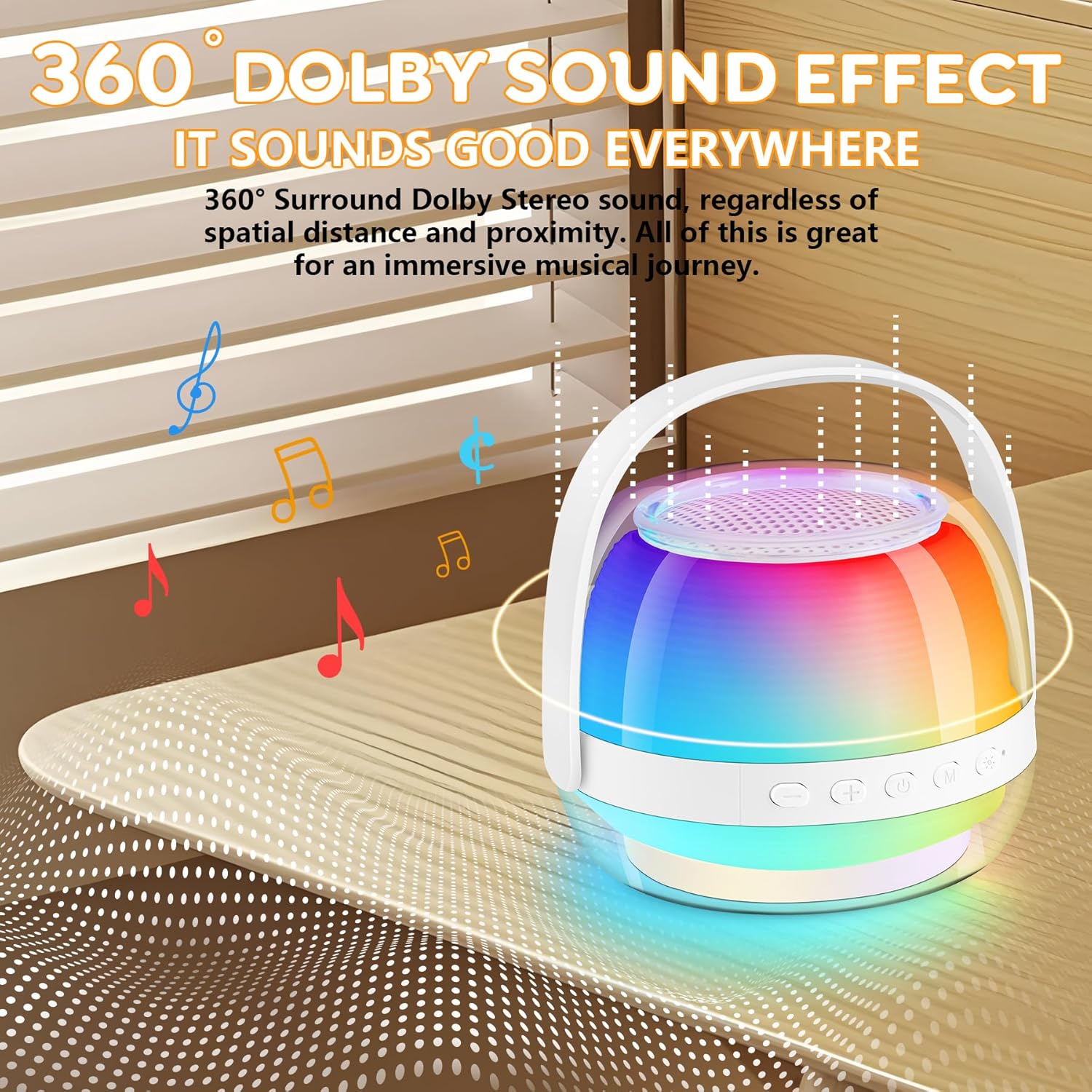 Karaoke Machine for Kids, Birthday Gifts for 3 4 5 6 7 8 9 10 11 Year Old Girl Boy, Portable with Colorful LED Lights and 2 Karaoke Mics, Toys for Ages 3-12, Home Party (White)